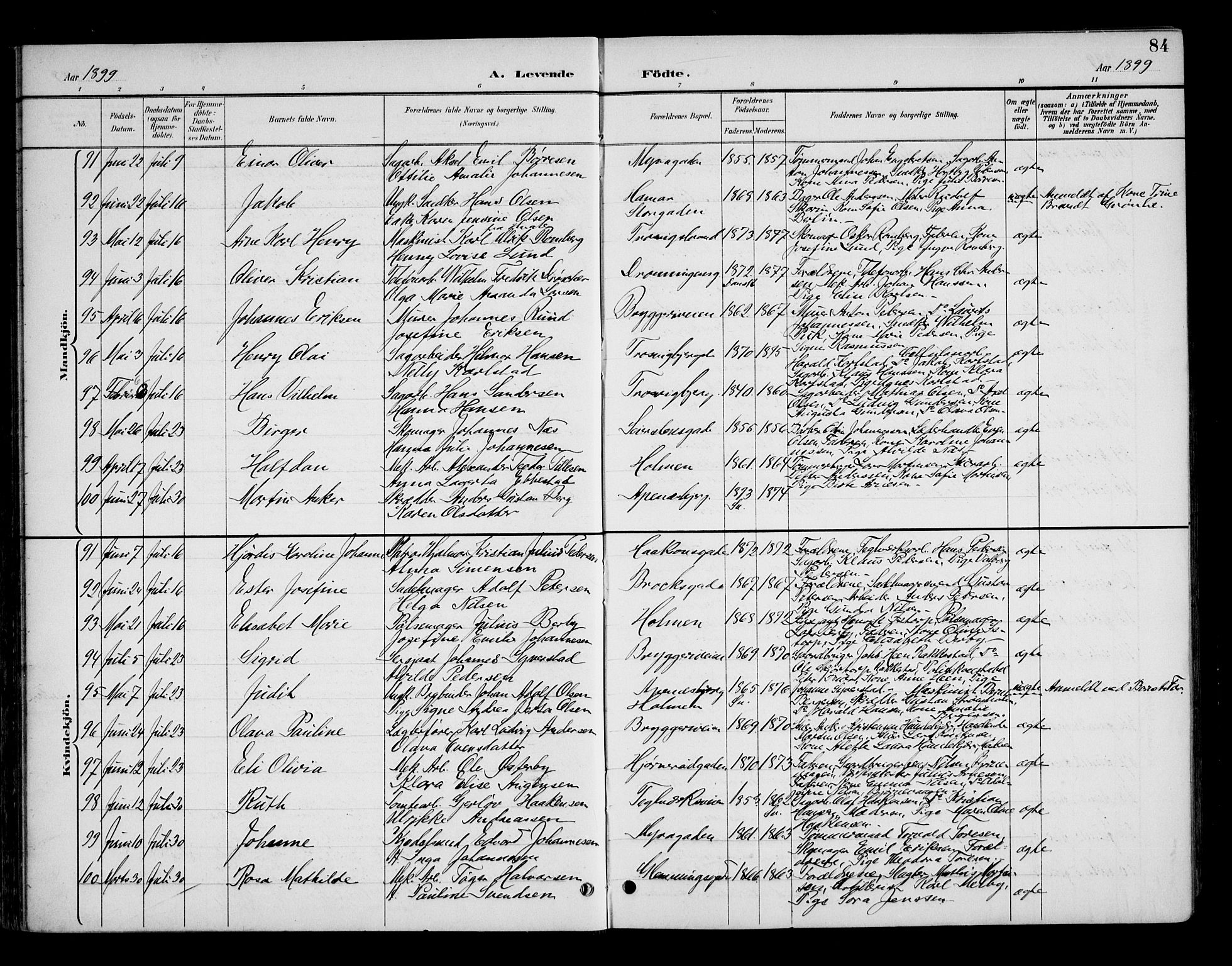 Fredrikstad domkirkes prestekontor Kirkebøker, AV/SAO-A-10906/G/Ga/L0002: Parish register (copy) no. 2, 1894-1918, p. 84