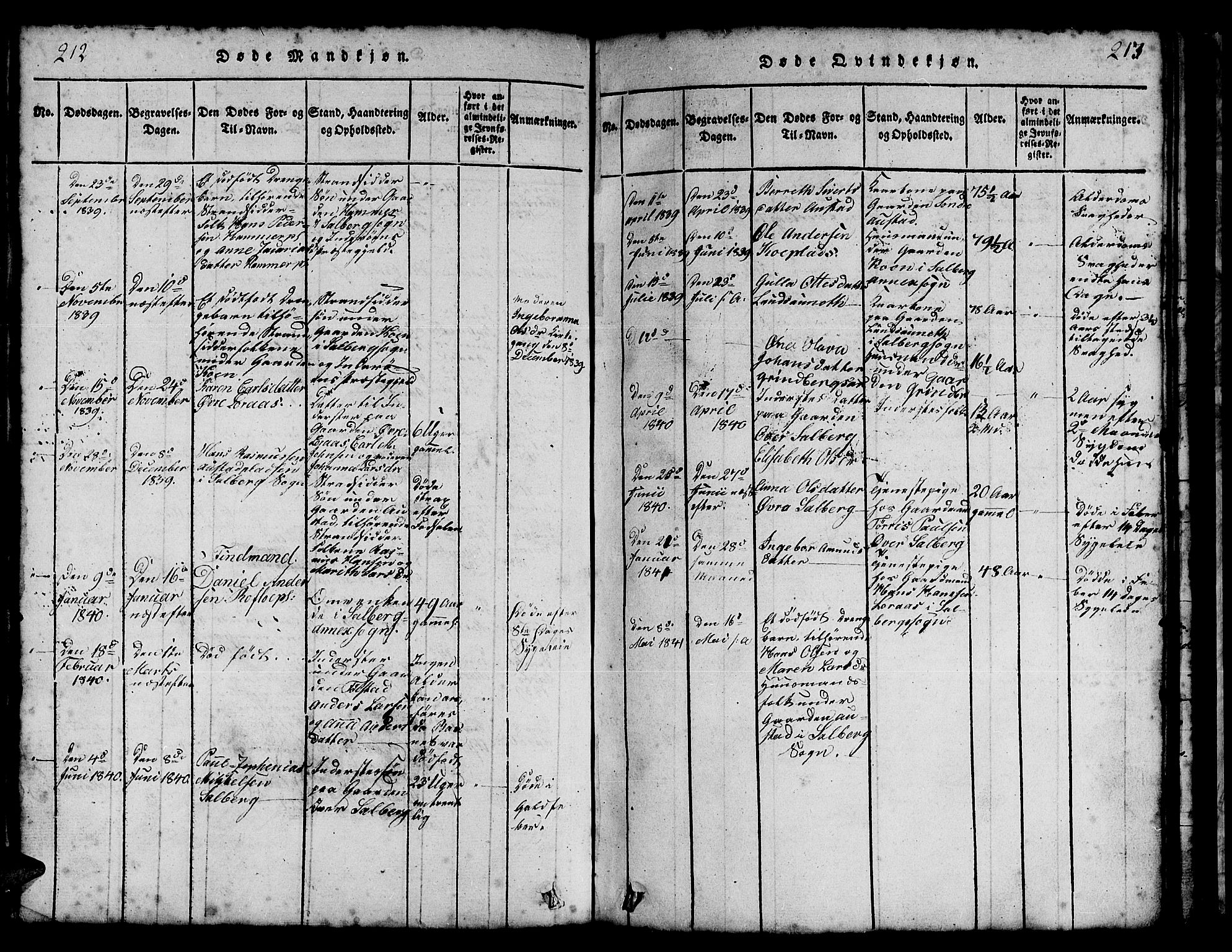 Ministerialprotokoller, klokkerbøker og fødselsregistre - Nord-Trøndelag, SAT/A-1458/731/L0310: Parish register (copy) no. 731C01, 1816-1874, p. 212-213