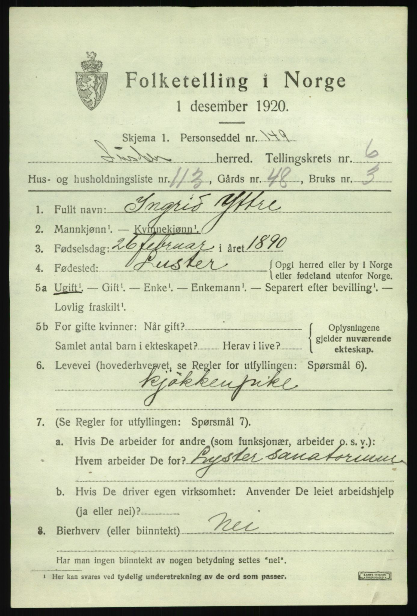 SAB, 1920 census for Luster, 1920, p. 4550