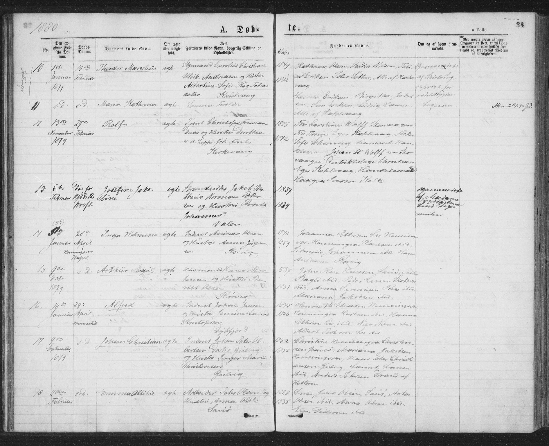 Ministerialprotokoller, klokkerbøker og fødselsregistre - Nordland, AV/SAT-A-1459/874/L1058: Parish register (official) no. 874A02, 1878-1883, p. 34