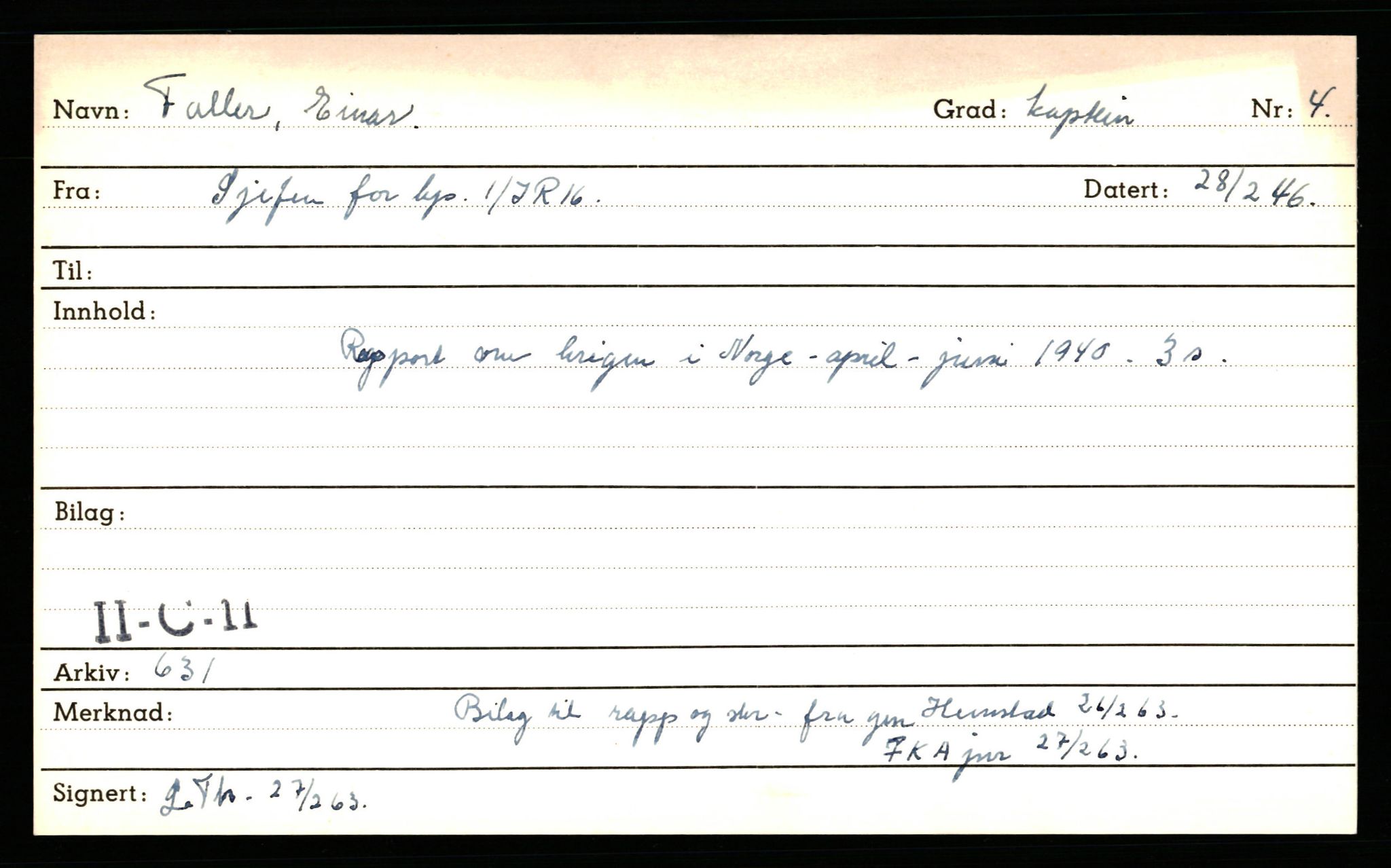 Forsvaret, Forsvarets krigshistoriske avdeling, AV/RA-RAFA-2017/E/Ed/L0156: FKA:  Forfatterkartotek F - H., 1945-1979, p. 34