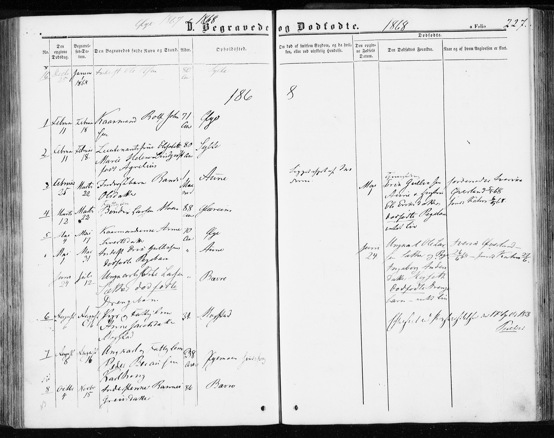 Ministerialprotokoller, klokkerbøker og fødselsregistre - Møre og Romsdal, SAT/A-1454/595/L1045: Parish register (official) no. 595A07, 1863-1873, p. 227