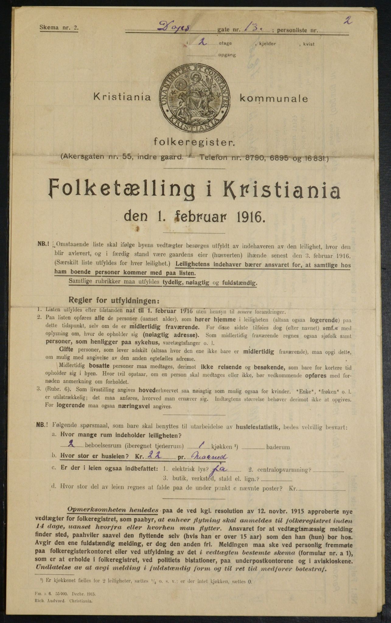 OBA, Municipal Census 1916 for Kristiania, 1916, p. 16081