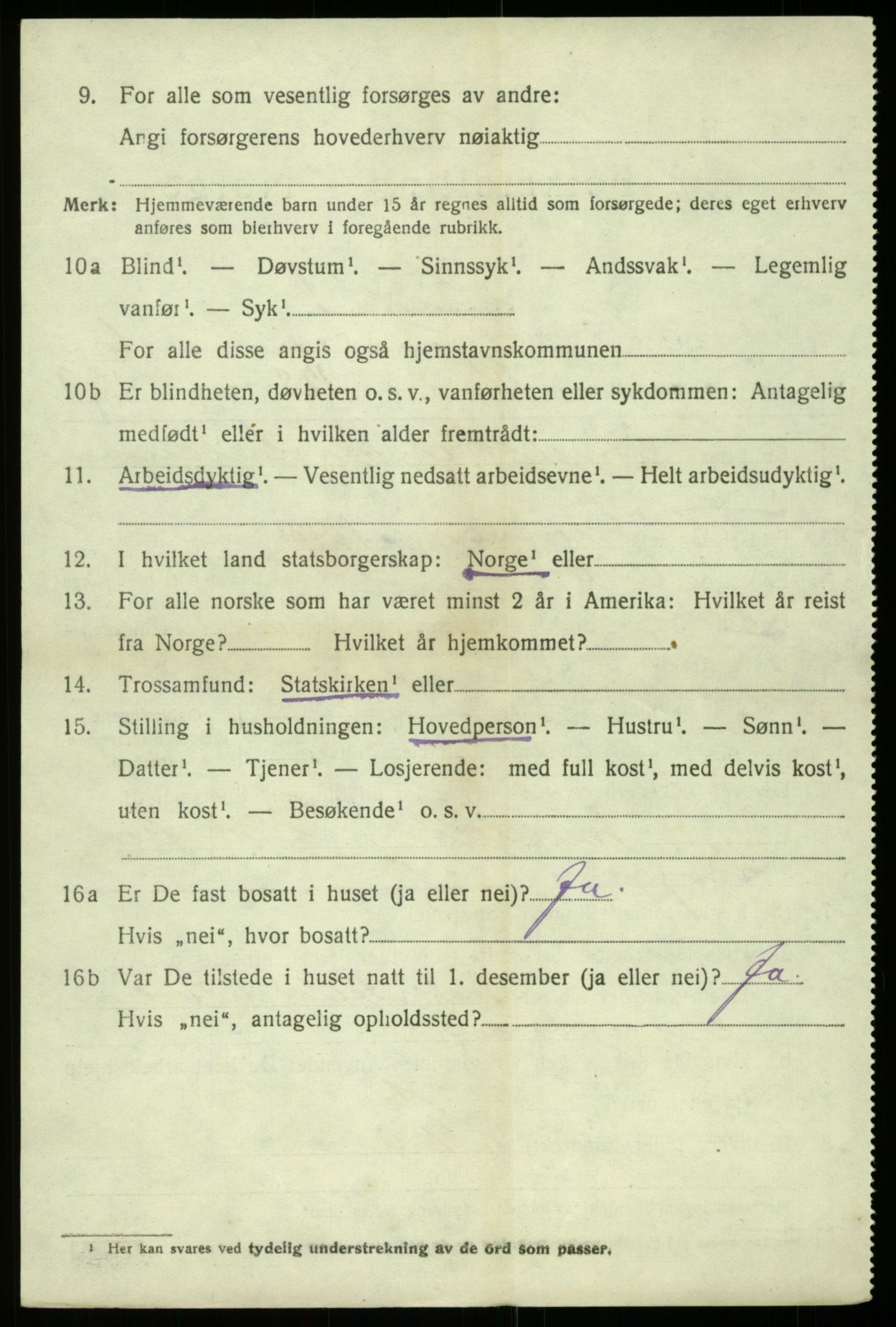 SAB, 1920 census for Kinsarvik, 1920, p. 3153