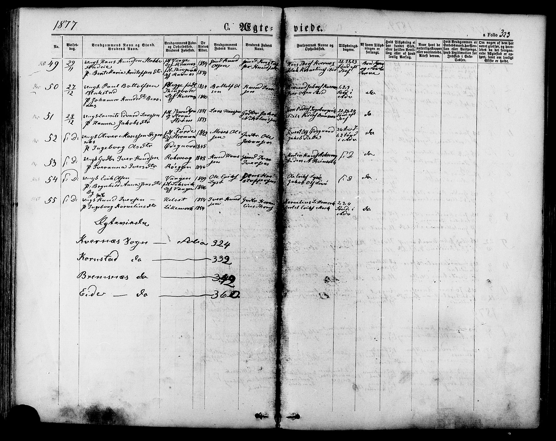 Ministerialprotokoller, klokkerbøker og fødselsregistre - Møre og Romsdal, AV/SAT-A-1454/568/L0805: Parish register (official) no. 568A12 /1, 1869-1884, p. 323