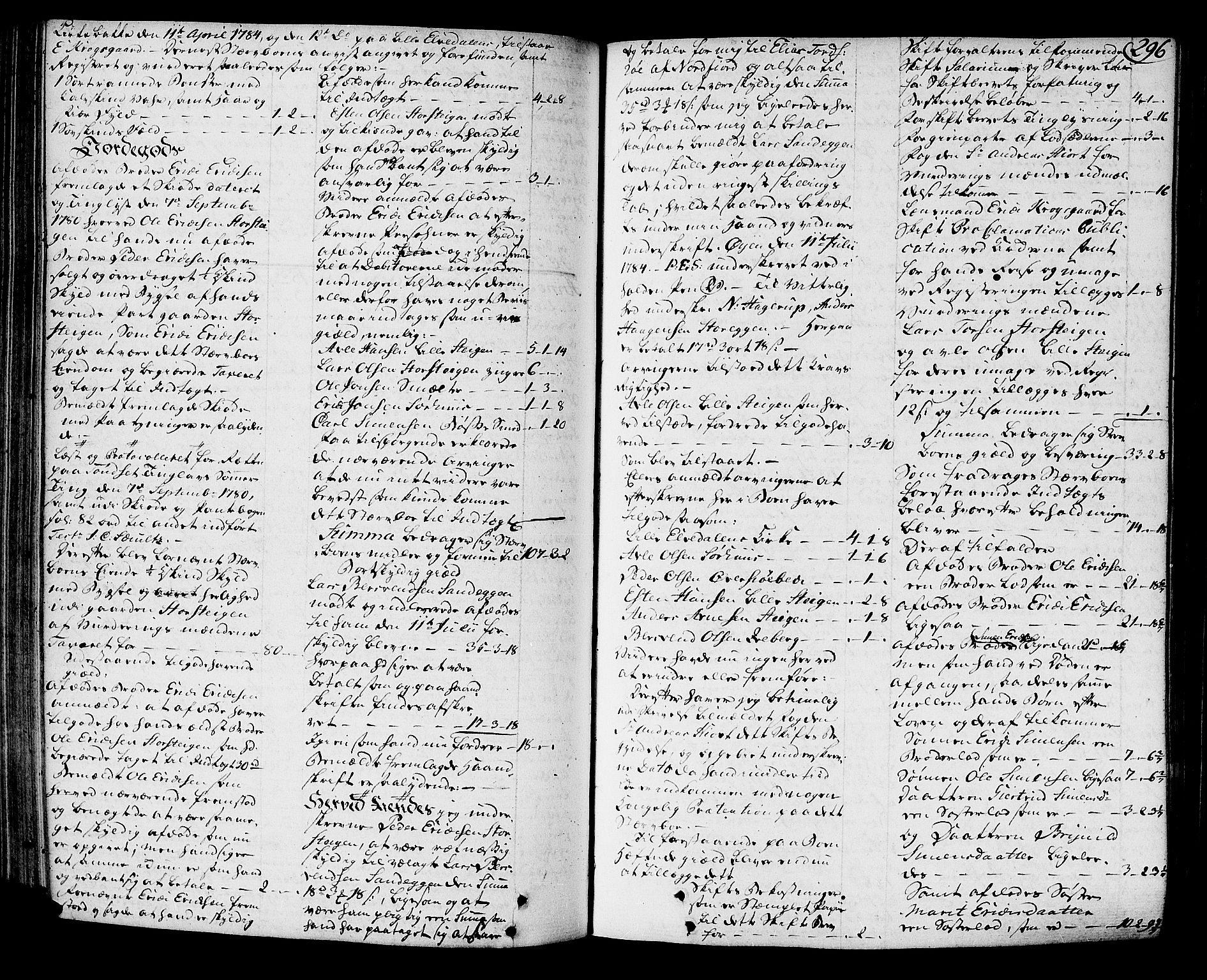 Østerdalen sorenskriveri, SAH/TING-032/J/Ja/L0004: Skifteprotokoll, 1781-1785, p. 295b-296a