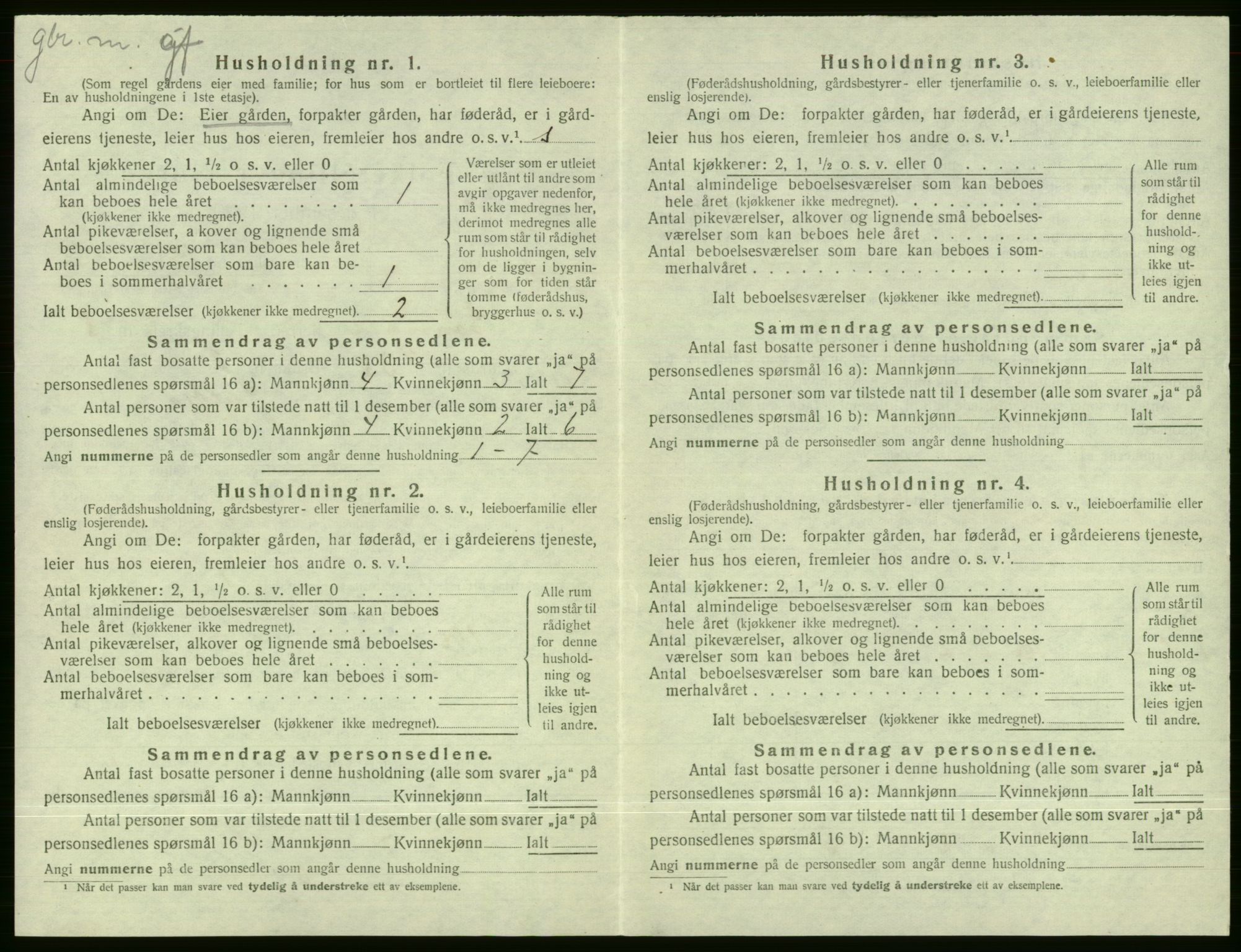 SAB, 1920 census for Evanger, 1920, p. 388