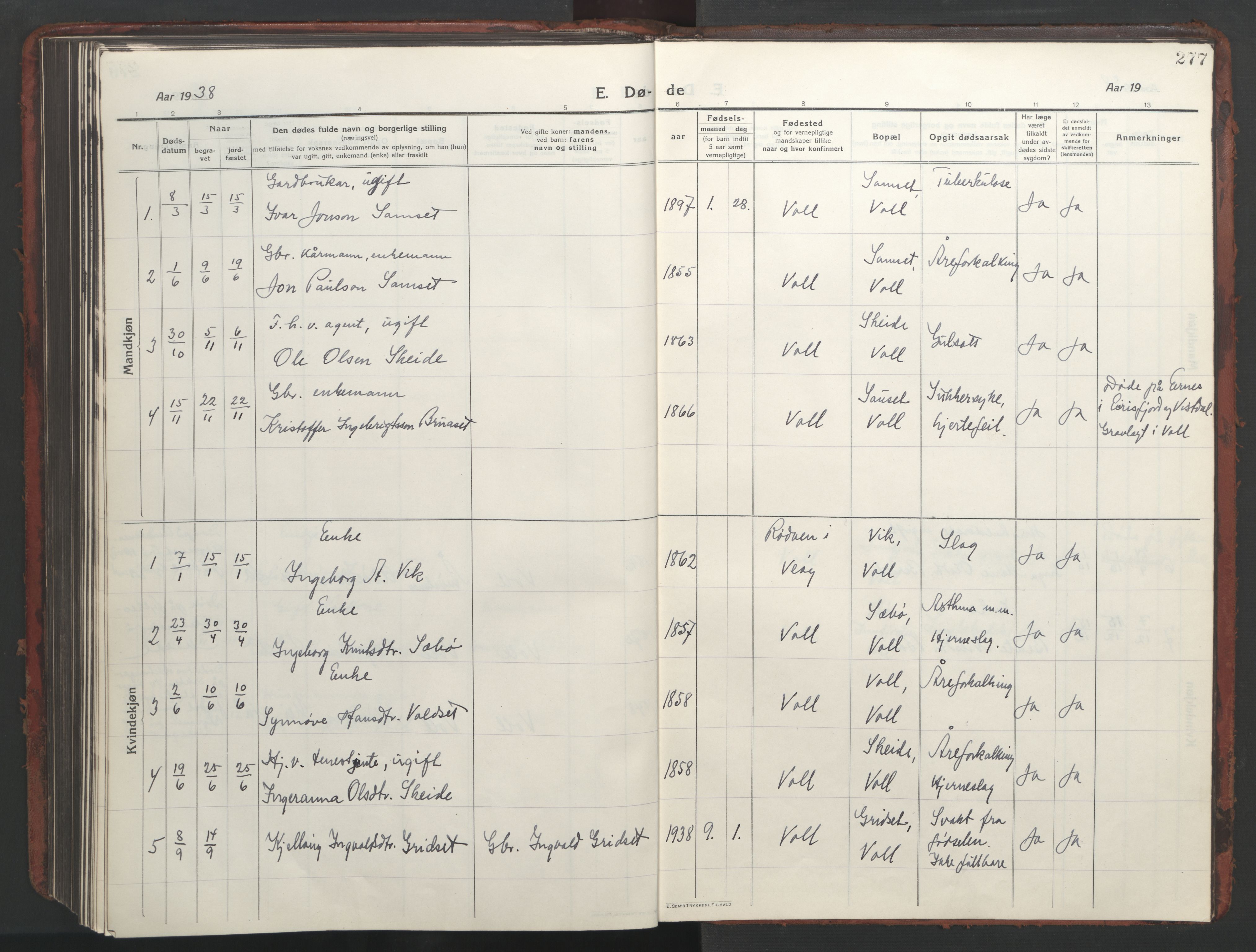 Ministerialprotokoller, klokkerbøker og fødselsregistre - Møre og Romsdal, AV/SAT-A-1454/543/L0565: Parish register (copy) no. 543C03, 1916-1955, p. 277