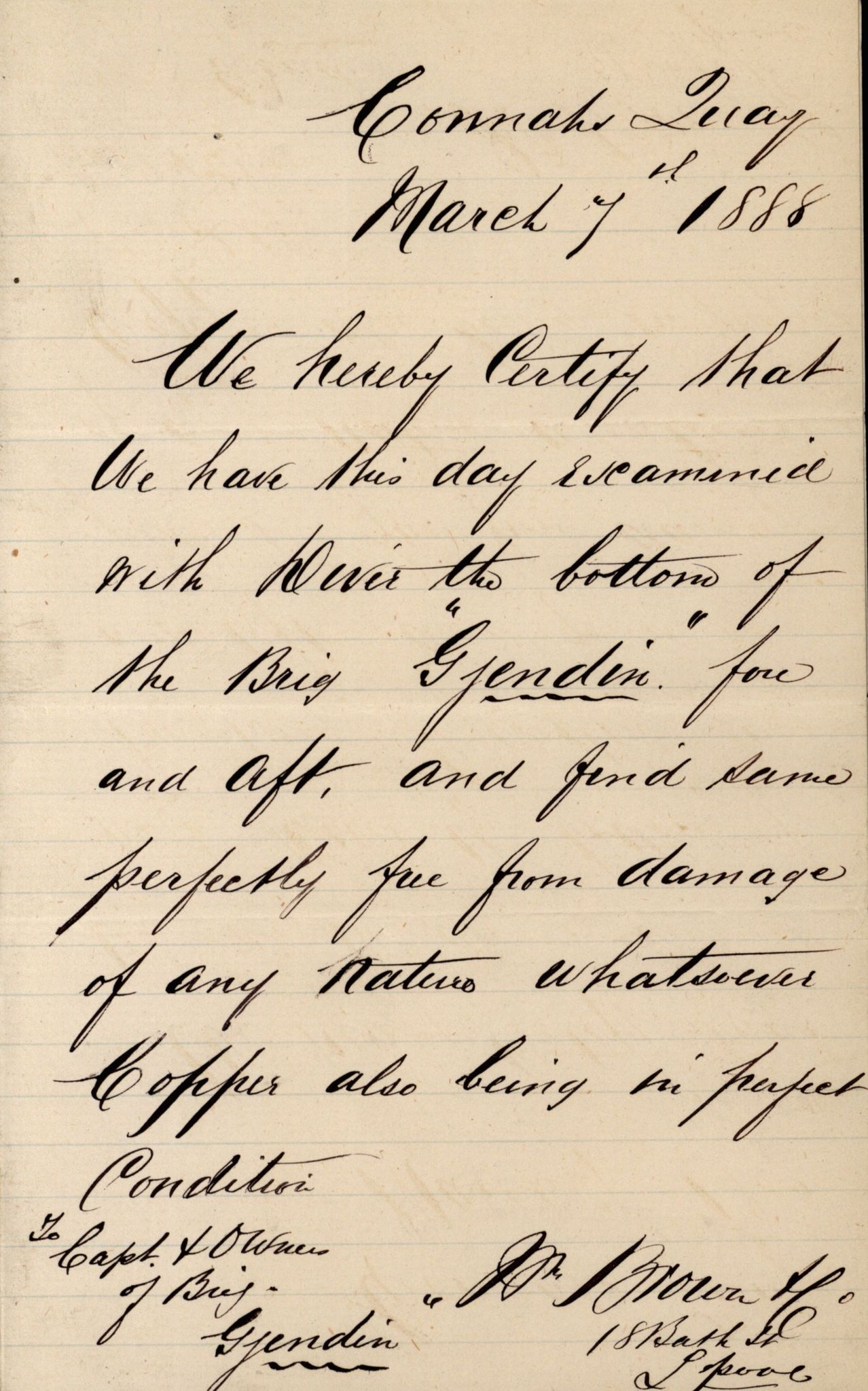 Pa 63 - Østlandske skibsassuranceforening, VEMU/A-1079/G/Ga/L0022/0005: Havaridokumenter / Gjendin, Gibraltar, Granen, 1888, p. 10