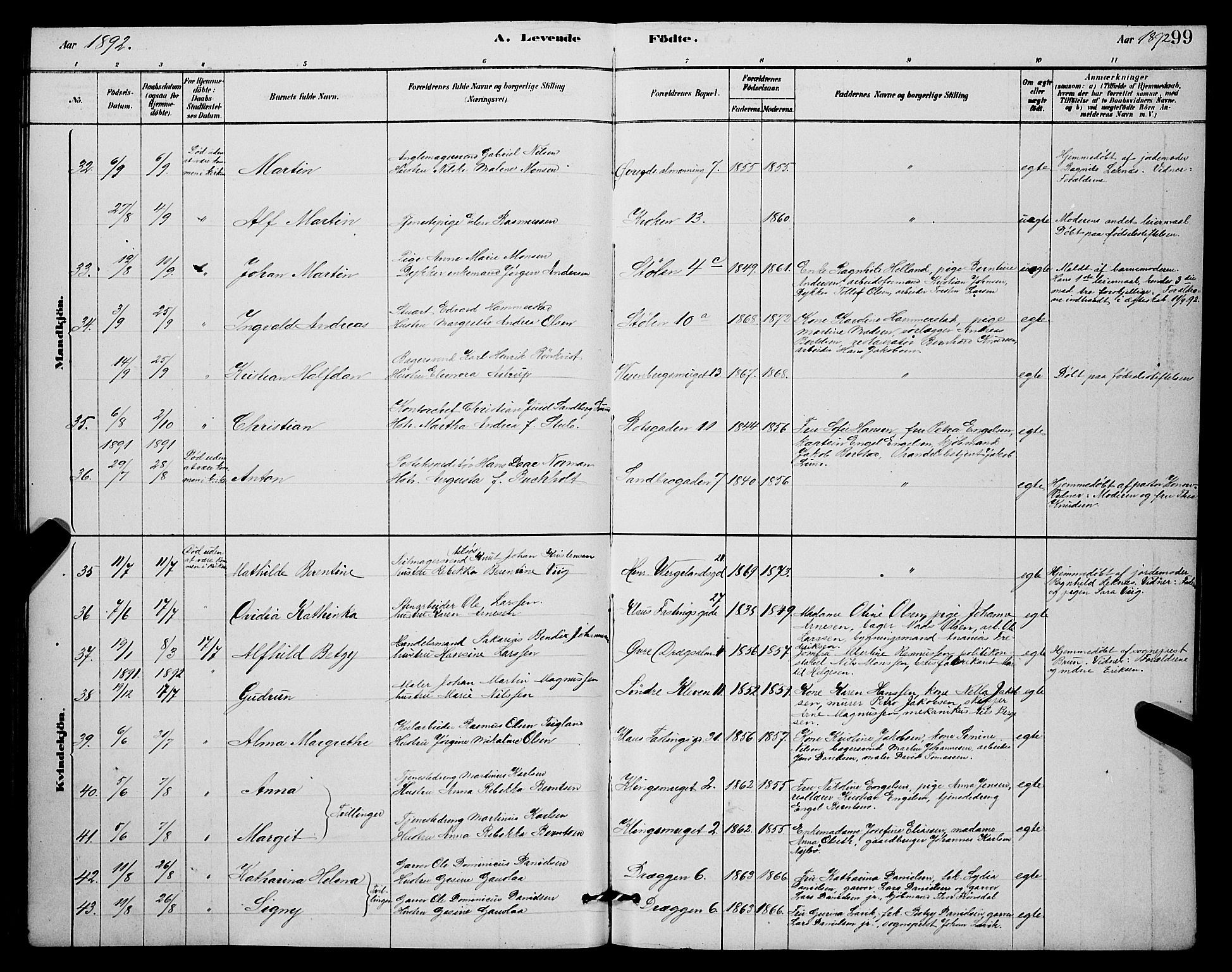 Mariakirken Sokneprestembete, AV/SAB-A-76901/H/Hab/L0004: Parish register (copy) no. A 4, 1878-1892, p. 99