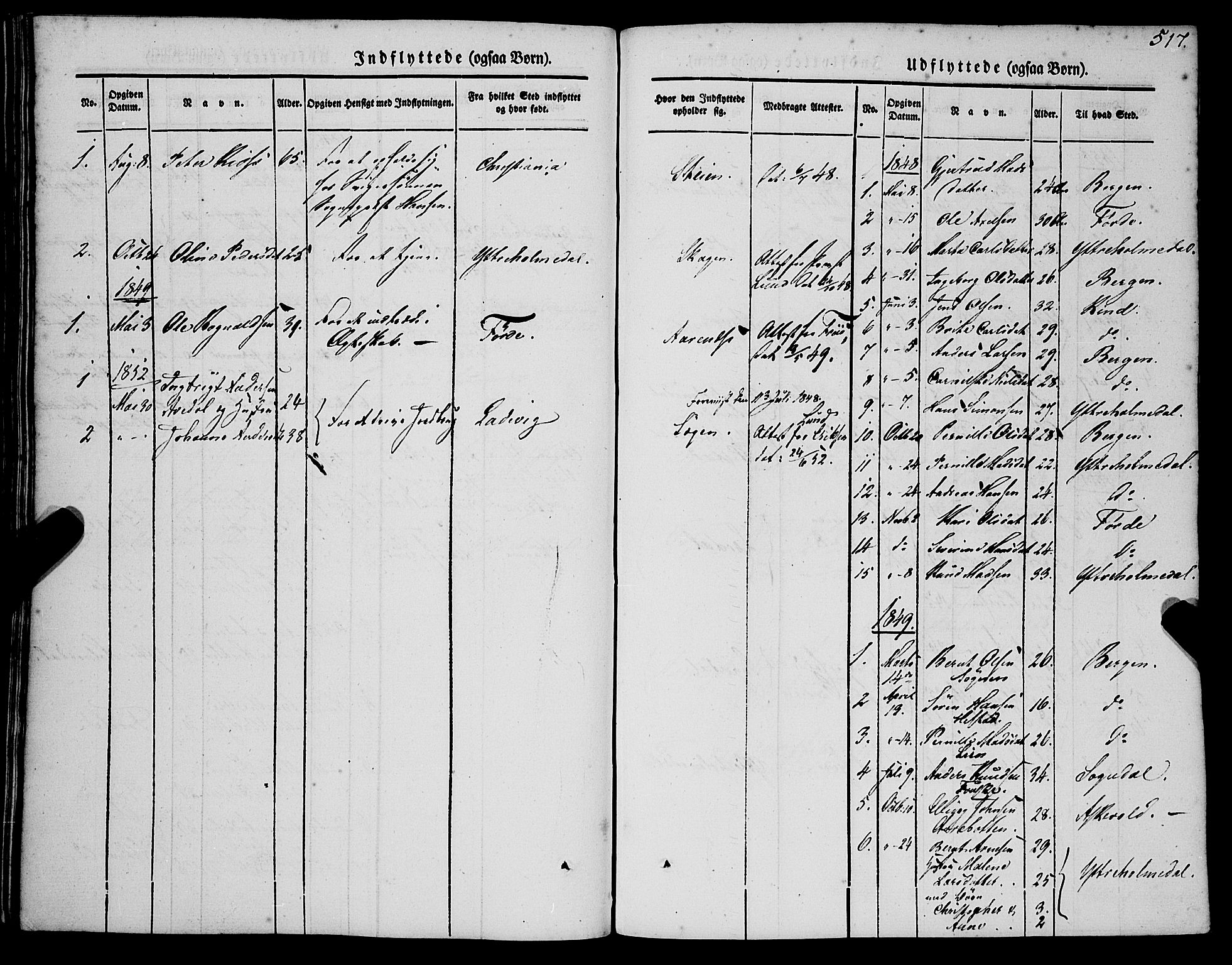 Gaular sokneprestembete, AV/SAB-A-80001/H/Haa: Parish register (official) no. A 4II, 1841-1859, p. 517