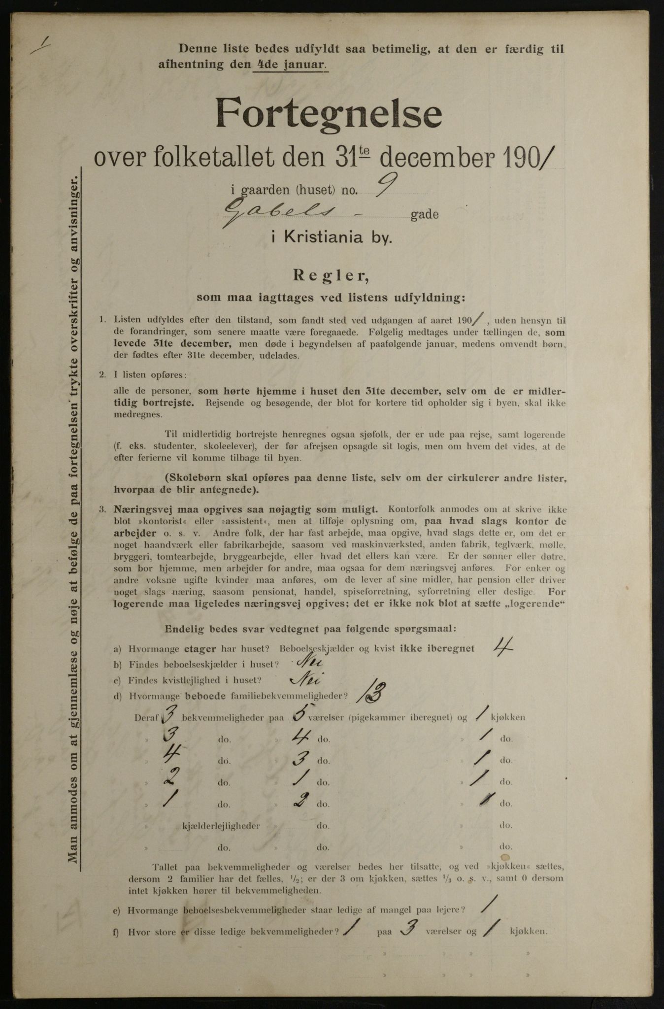 OBA, Municipal Census 1901 for Kristiania, 1901, p. 4578