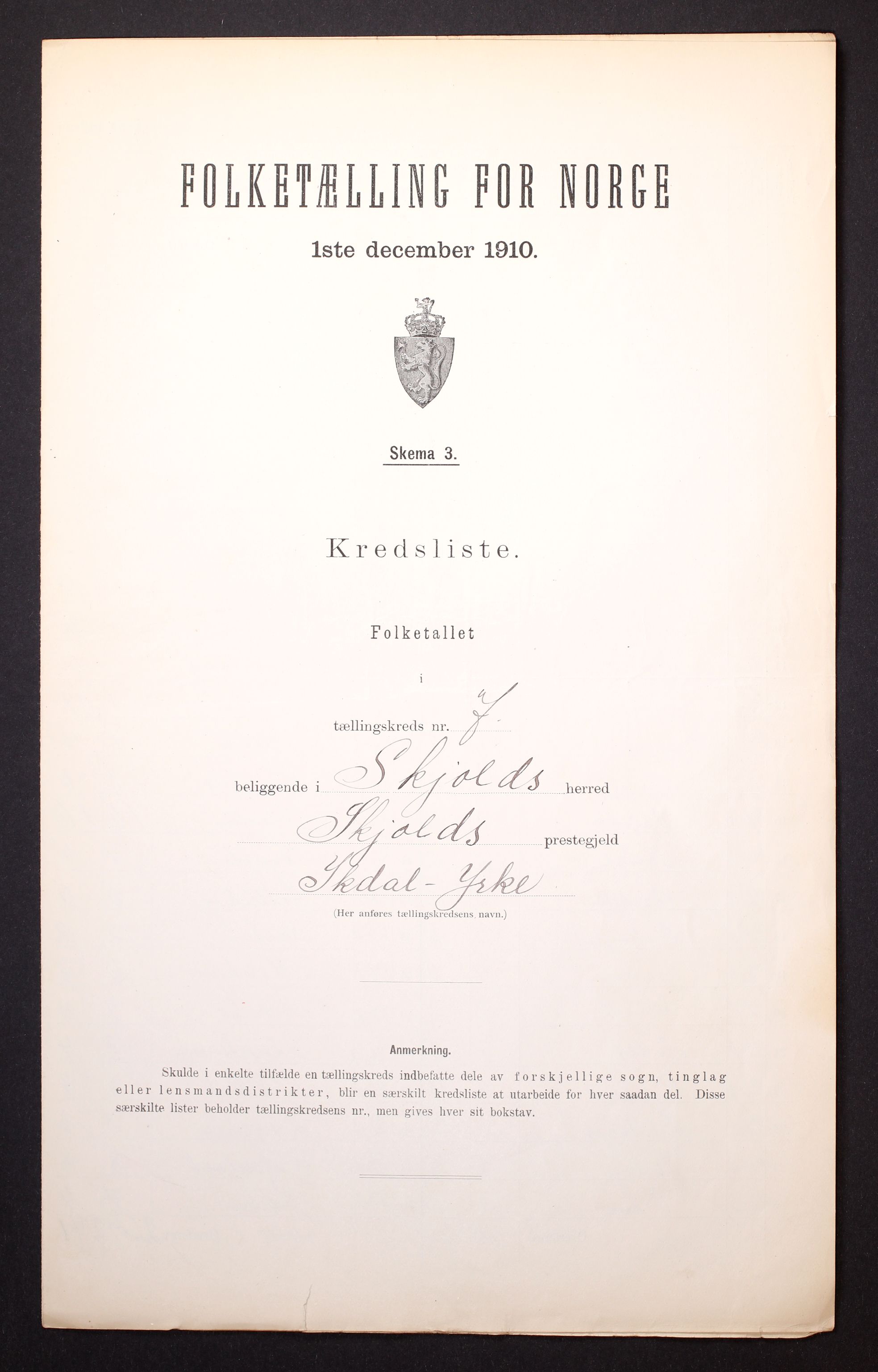 RA, 1910 census for Skjold, 1910, p. 22