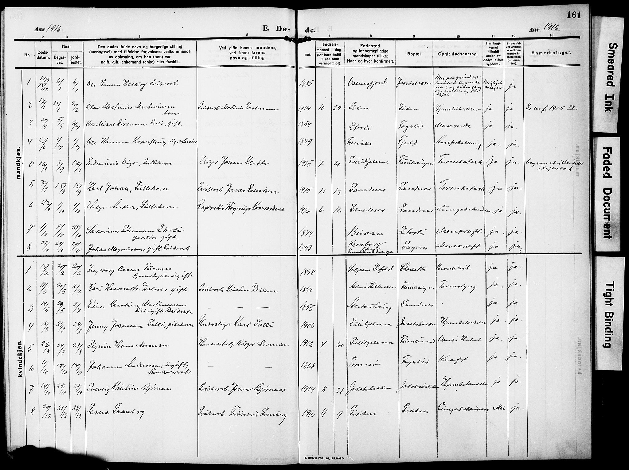 Ministerialprotokoller, klokkerbøker og fødselsregistre - Nordland, AV/SAT-A-1459/850/L0710: Parish register (official) no. 850A02, 1910-1920, p. 161