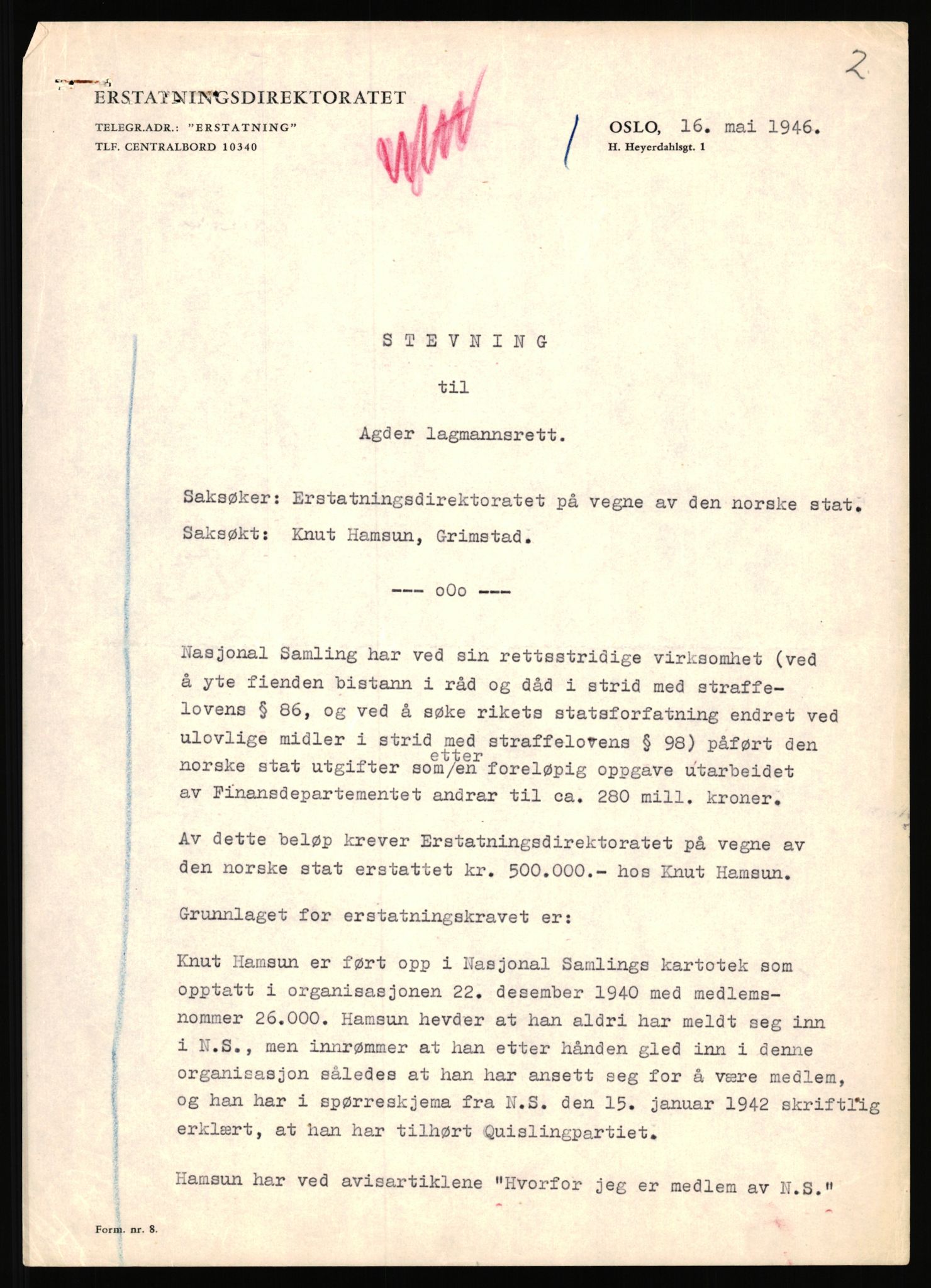 Landssvikarkivet, Arendal politikammer, AV/RA-S-3138-25/D/Dc, 1945-1951, p. 614