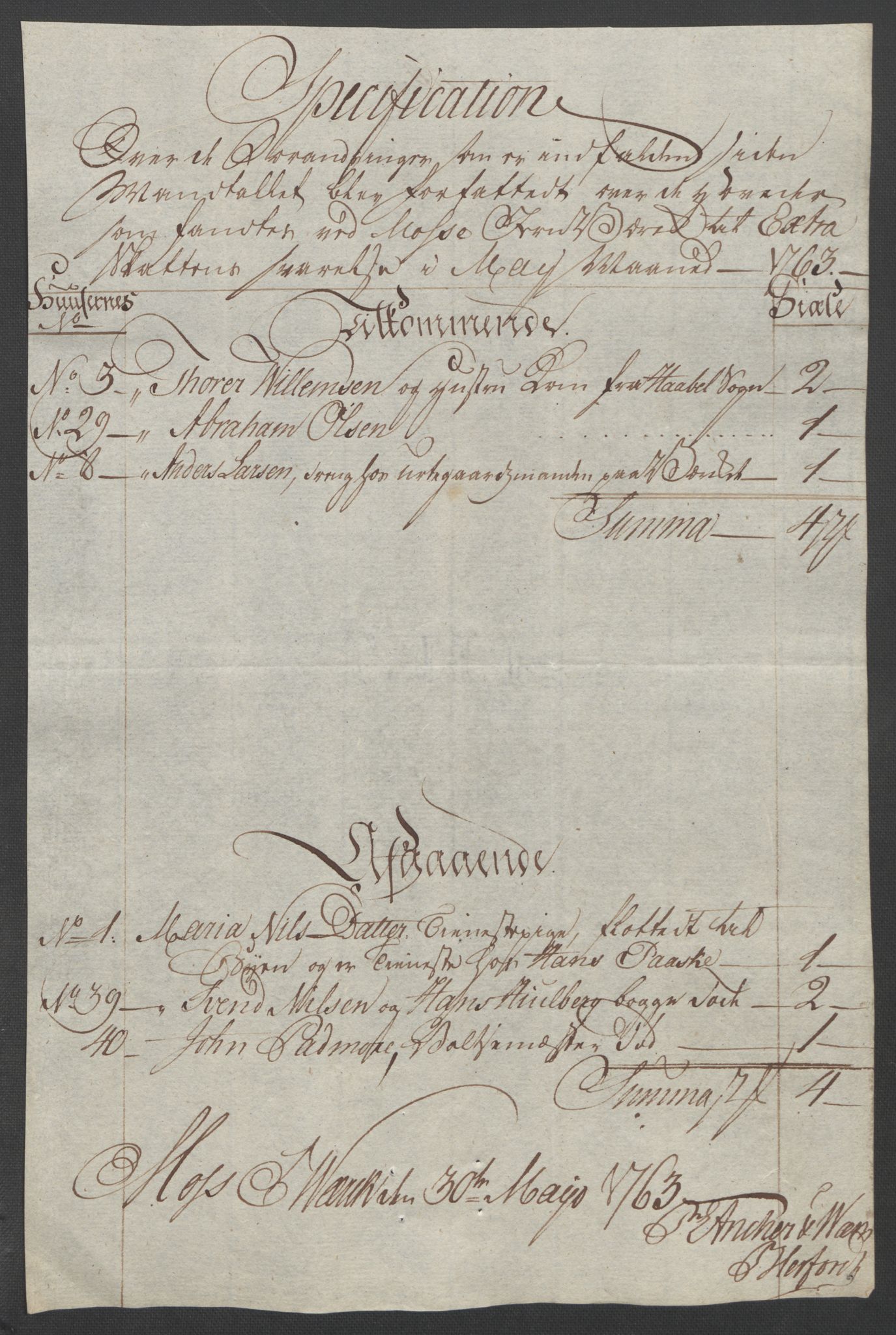 Rentekammeret inntil 1814, Reviderte regnskaper, Fogderegnskap, AV/RA-EA-4092/R04/L0261: Ekstraskatten Moss, Onsøy, Tune, Veme og Åbygge, 1763, p. 297