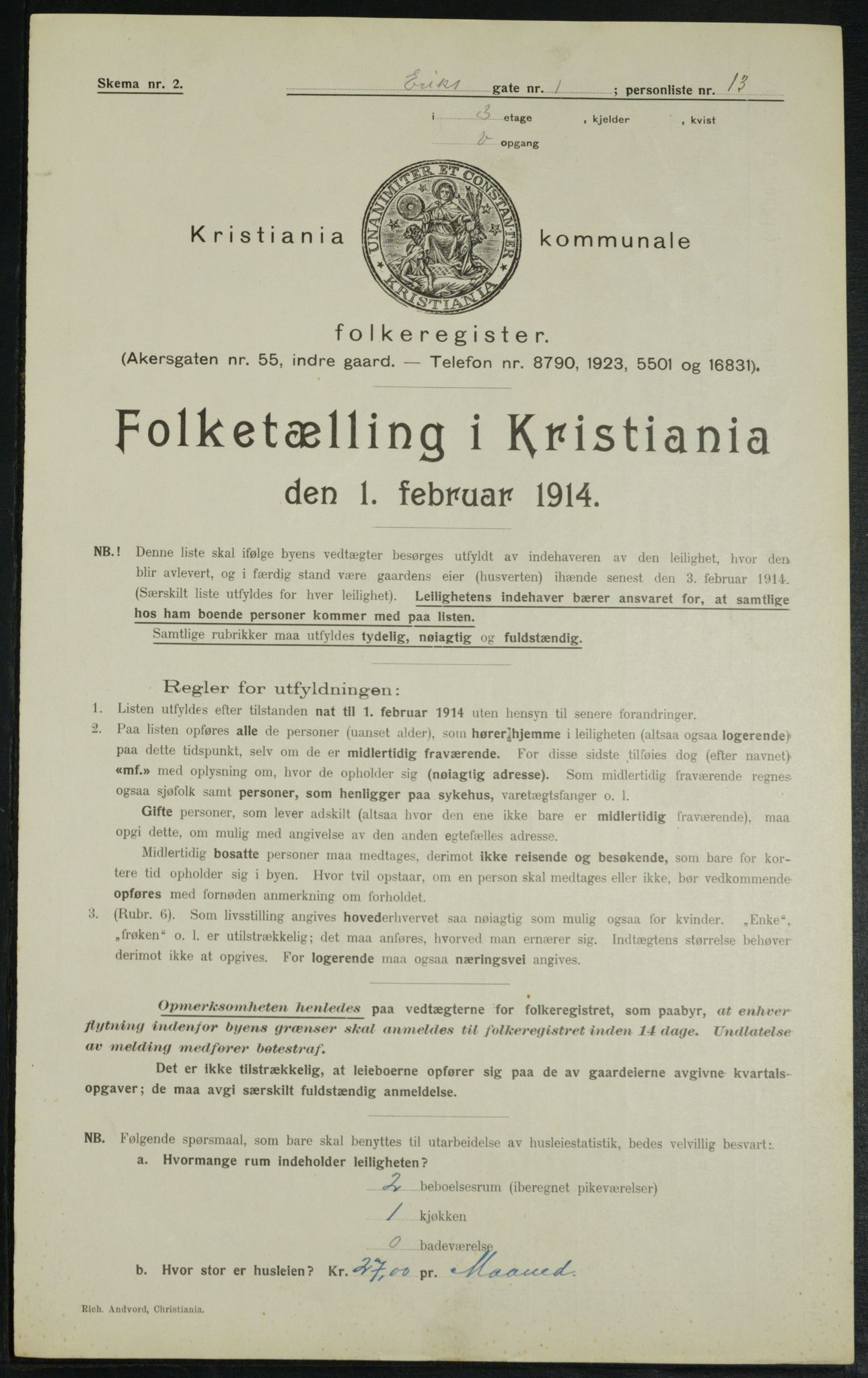 OBA, Municipal Census 1914 for Kristiania, 1914, p. 19753