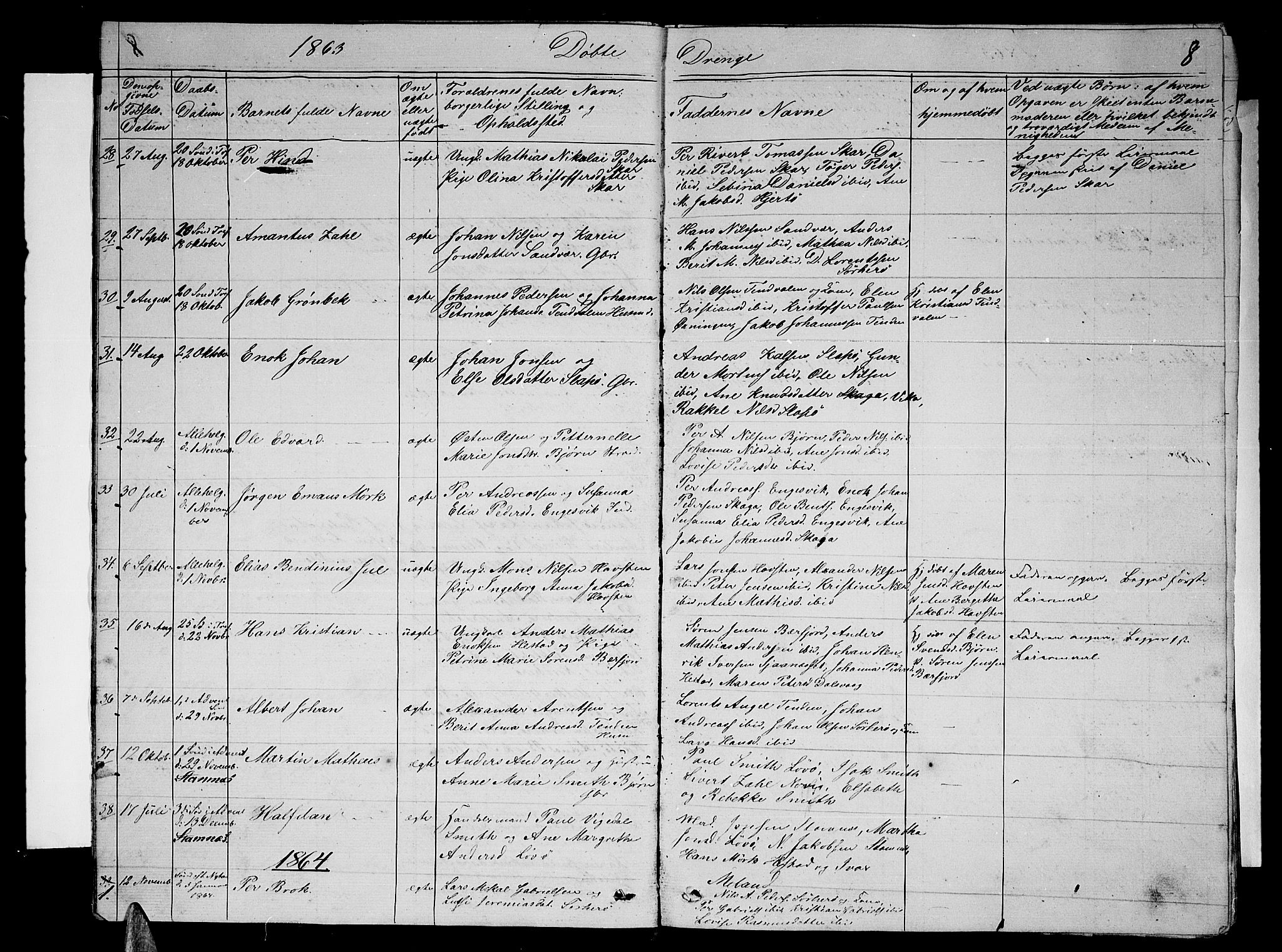 Ministerialprotokoller, klokkerbøker og fødselsregistre - Nordland, AV/SAT-A-1459/834/L0512: Parish register (copy) no. 834C03, 1862-1877, p. 8