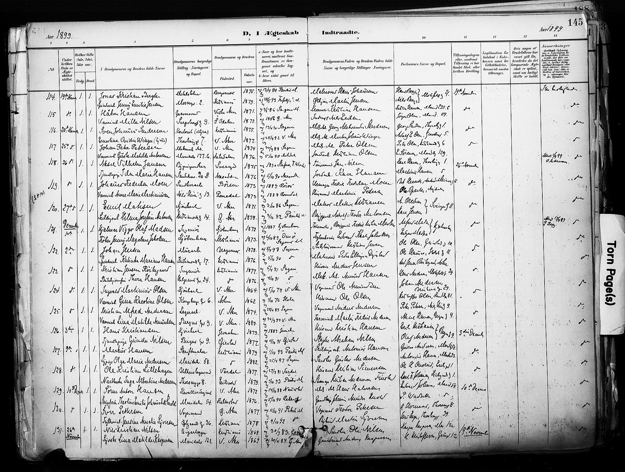 Sagene prestekontor Kirkebøker, SAO/A-10796/F/L0005: Parish register (official) no. 5, 1898-1911, p. 145