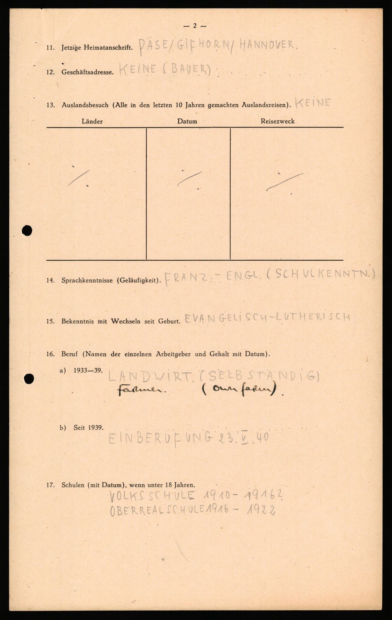 Forsvaret, Forsvarets overkommando II, AV/RA-RAFA-3915/D/Db/L0036: CI Questionaires. Tyske okkupasjonsstyrker i Norge. Tyskere., 1945-1946, p. 411