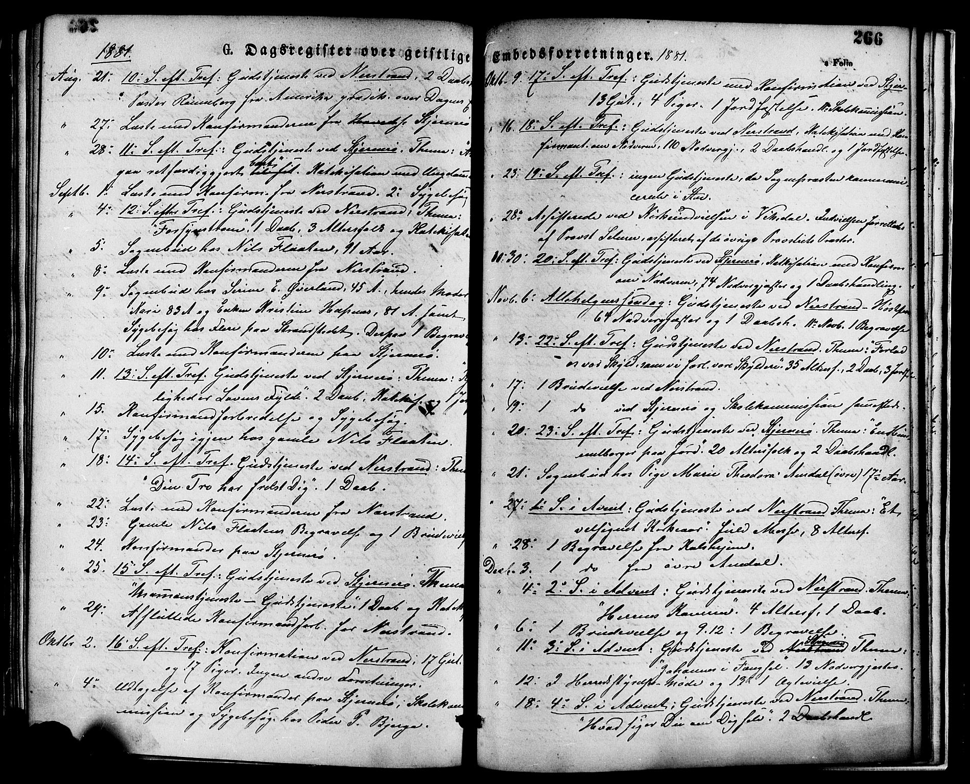 Nedstrand sokneprestkontor, AV/SAST-A-101841/01/IV: Parish register (official) no. A 11, 1877-1887, p. 266