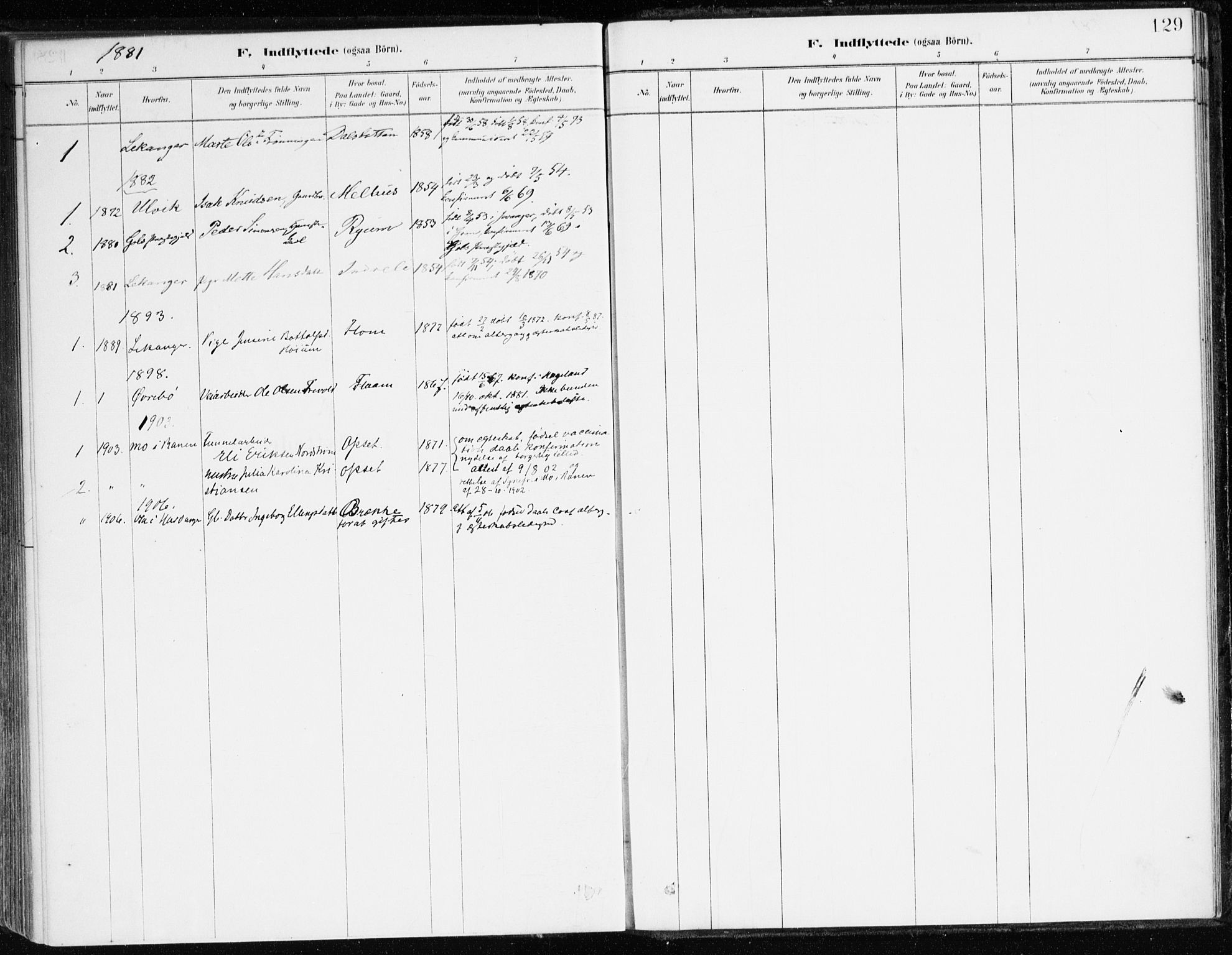 Aurland sokneprestembete, AV/SAB-A-99937/H/Ha/Hac/L0001: Parish register (official) no. C 1, 1880-1921, p. 129