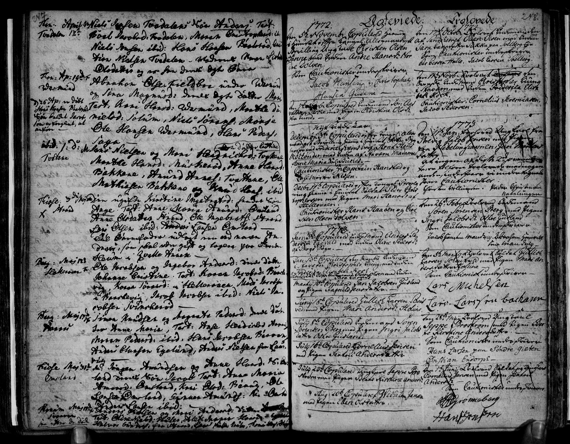 Brunlanes kirkebøker, AV/SAKO-A-342/F/Fa/L0001: Parish register (official) no. I 1, 1766-1801, p. 247-248