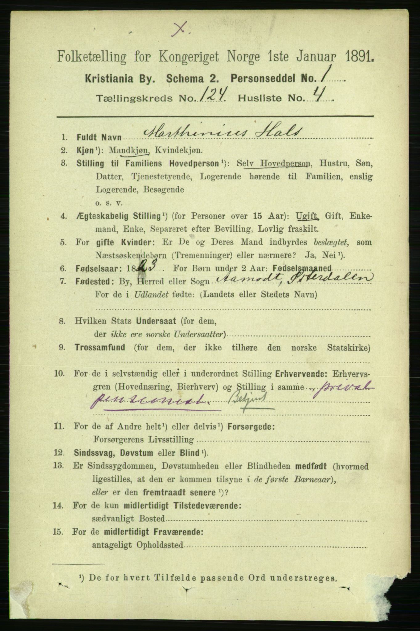 RA, 1891 census for 0301 Kristiania, 1891, p. 65345