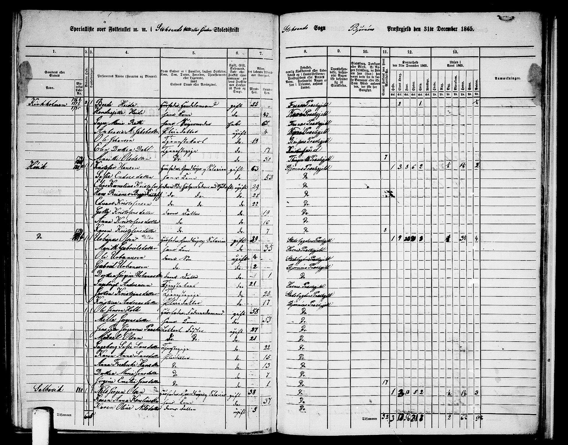 RA, 1865 census for Bjørnør, 1865, p. 125