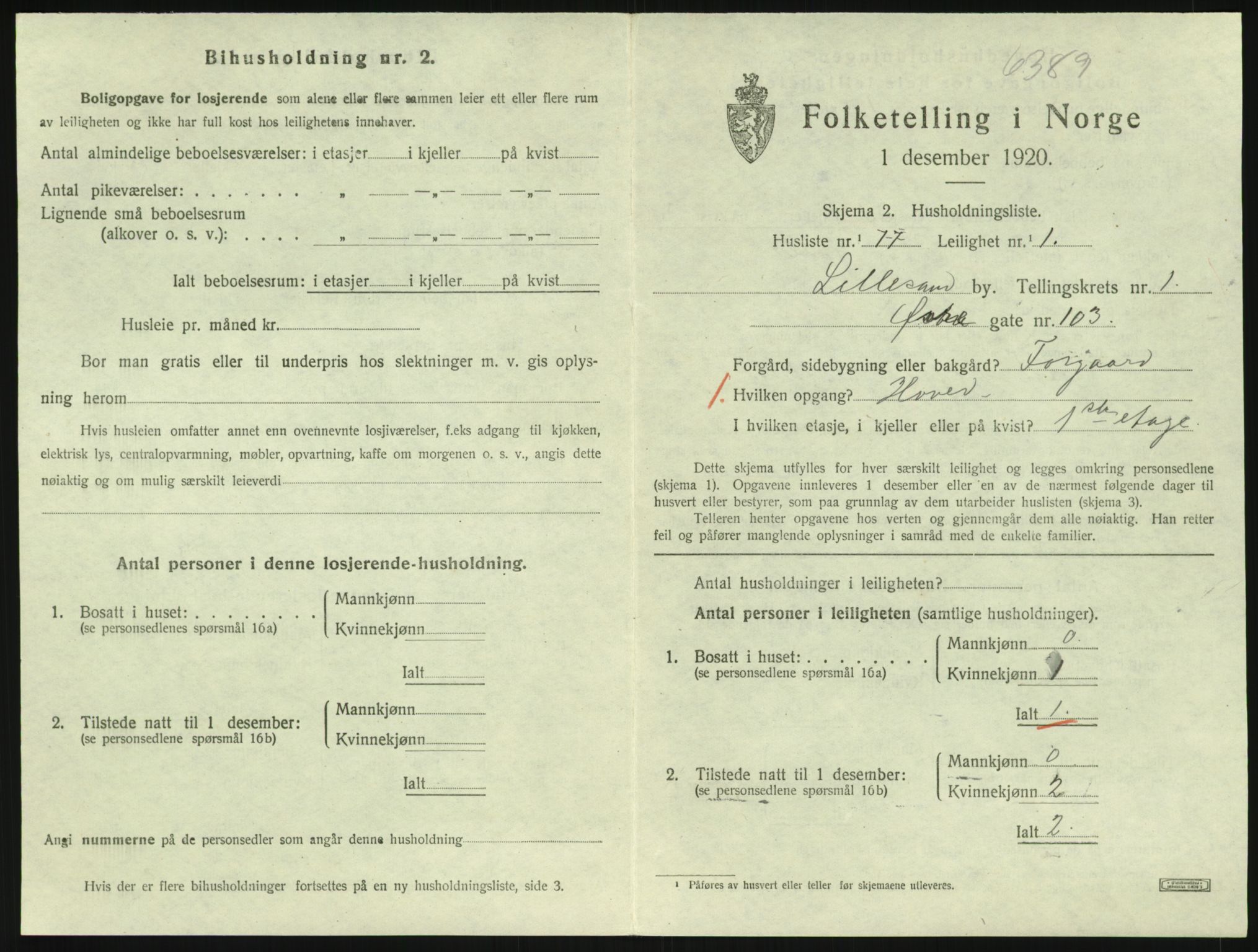 SAK, 1920 census for Lillesand, 1920, p. 701