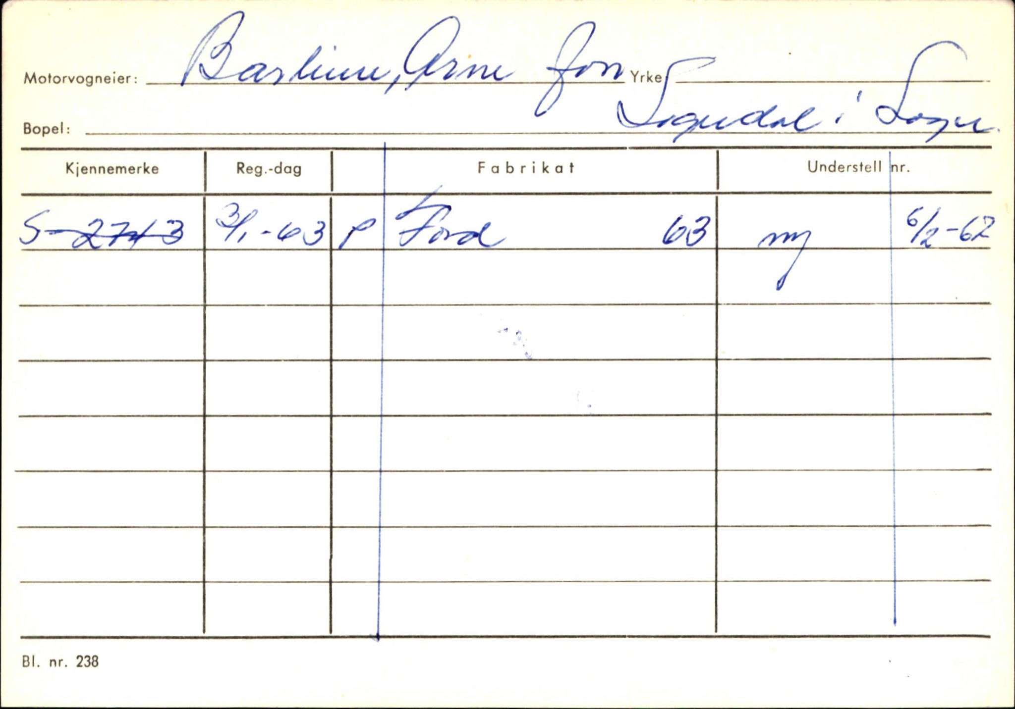 Statens vegvesen, Sogn og Fjordane vegkontor, AV/SAB-A-5301/4/F/L0124: Eigarregister Sogndal A-U, 1945-1975, p. 56