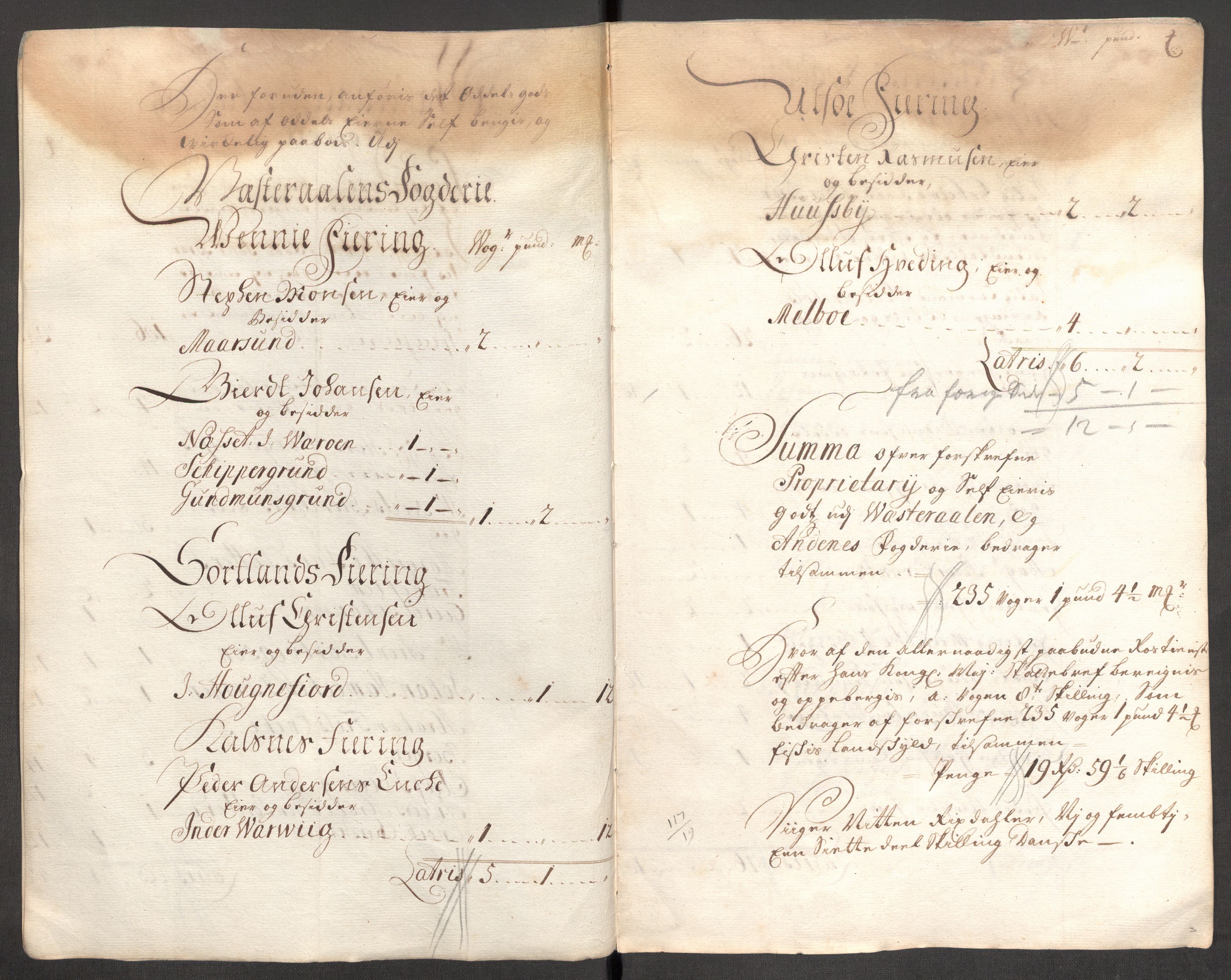 Rentekammeret inntil 1814, Reviderte regnskaper, Fogderegnskap, AV/RA-EA-4092/R67/L4679: Fogderegnskap Vesterålen, Andenes og Lofoten, 1711-1713, p. 124