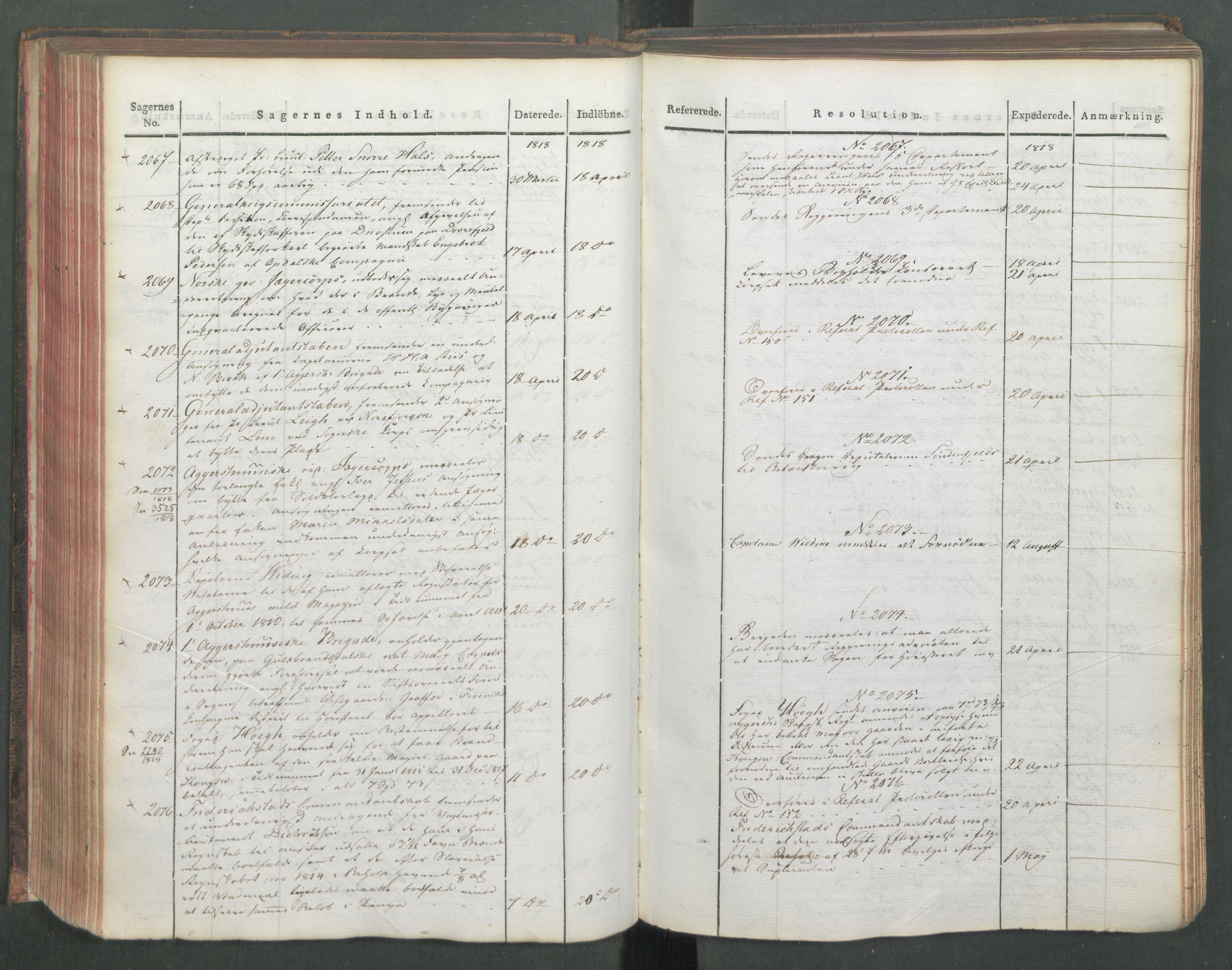 Armédepartementet, AV/RA-RAFA-3493/C/Ca/L0015: 6. Departements Journal, 1818