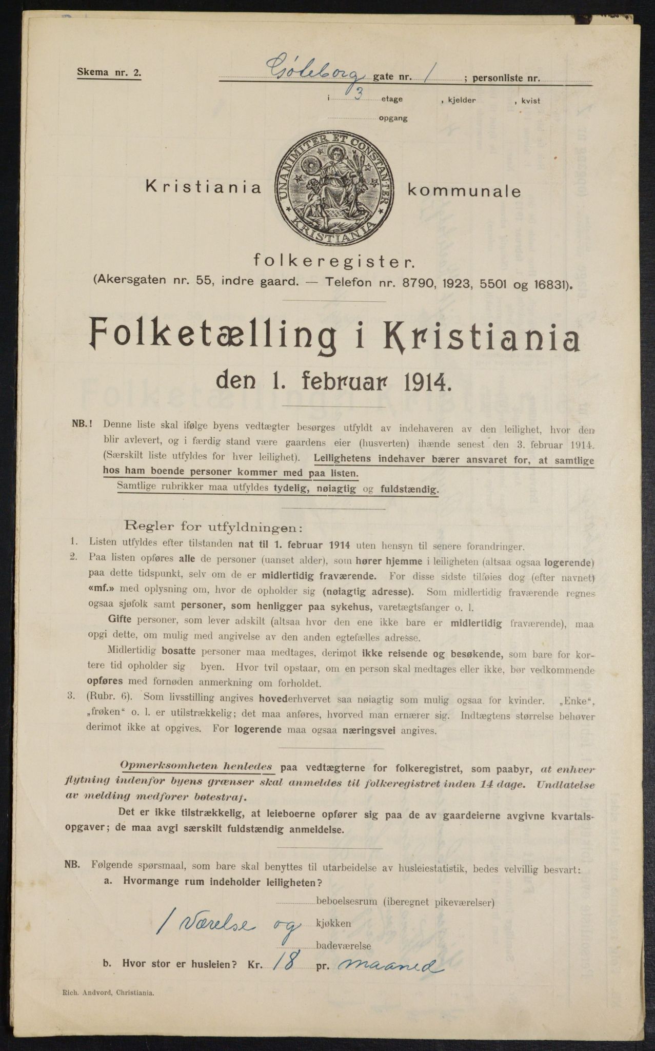 OBA, Municipal Census 1914 for Kristiania, 1914, p. 32791