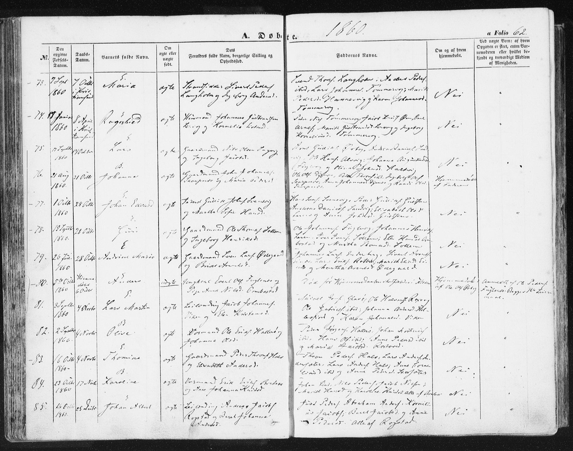 Ministerialprotokoller, klokkerbøker og fødselsregistre - Møre og Romsdal, AV/SAT-A-1454/581/L0937: Parish register (official) no. 581A05, 1853-1872, p. 62