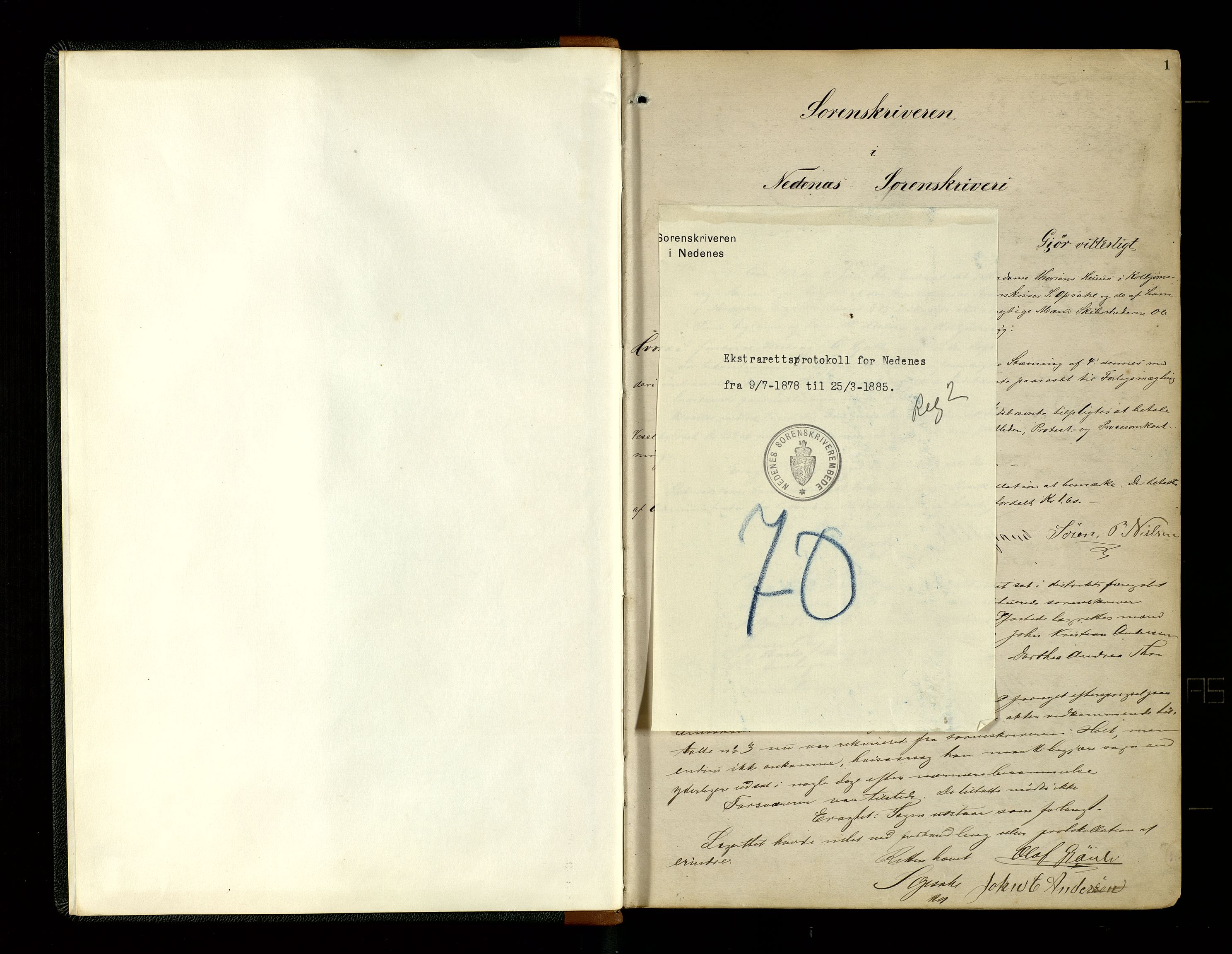 Nedenes sorenskriveri, SAK/1221-0006/F/Fb/L0004: Ekstrarettsprotokoll nr 4, 1878-1885