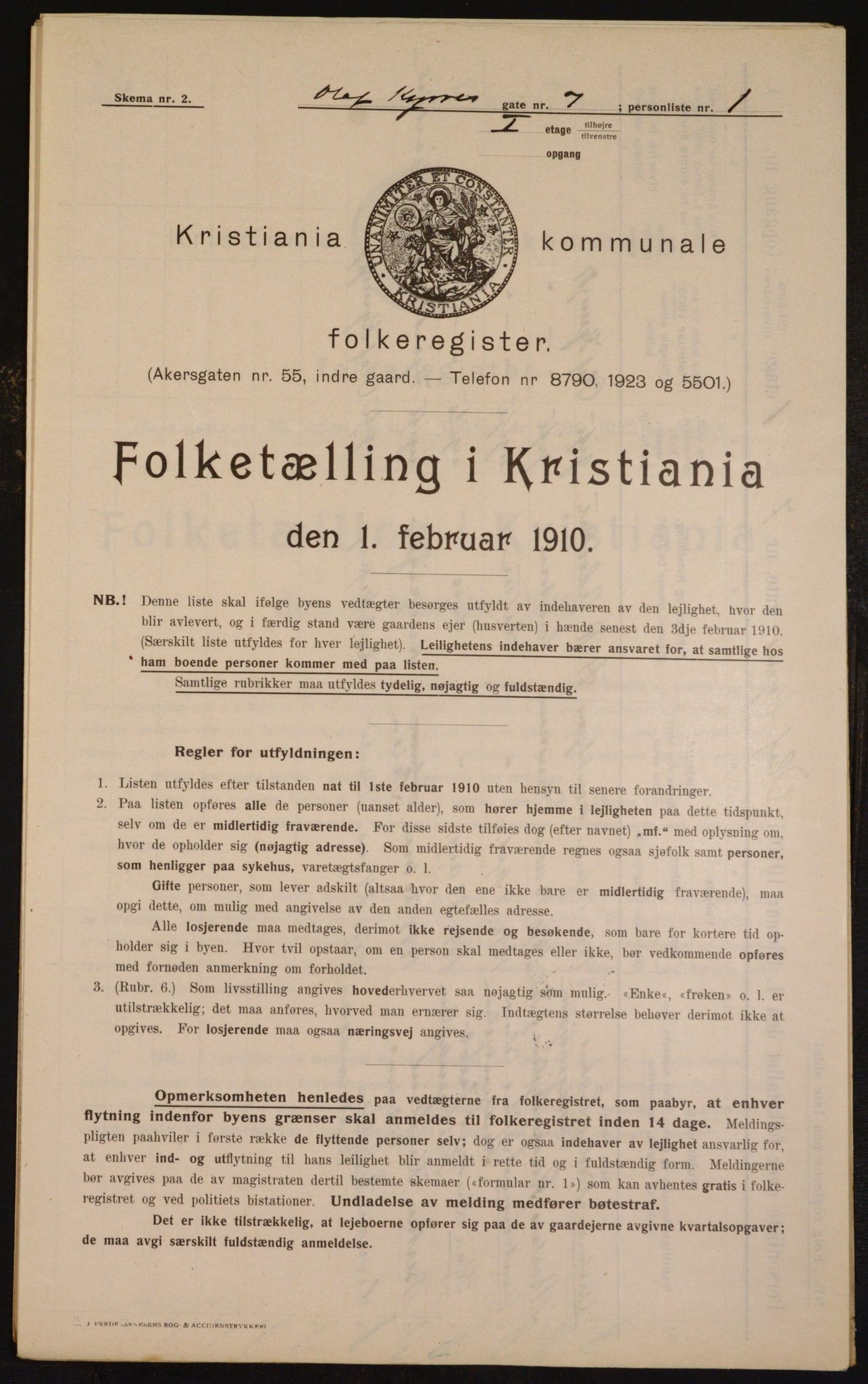 OBA, Municipal Census 1910 for Kristiania, 1910, p. 72643