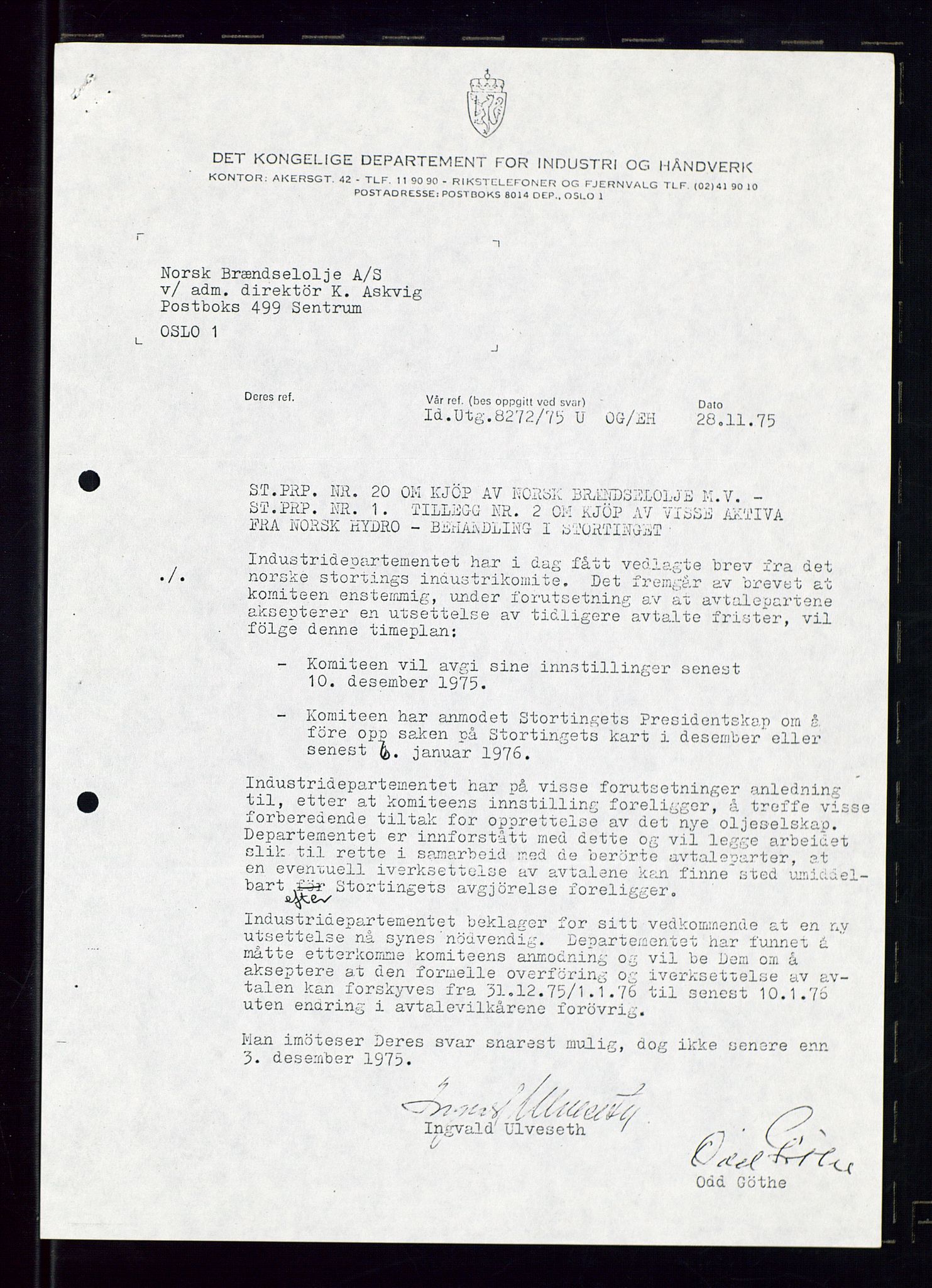 PA 1544 - Norsk Brændselolje A/S, AV/SAST-A-101965/1/A/Ab/L0008/0001: Styret, styremøter, bedriftsforsamling, generalforsamling  / Styret, 1975, p. 27