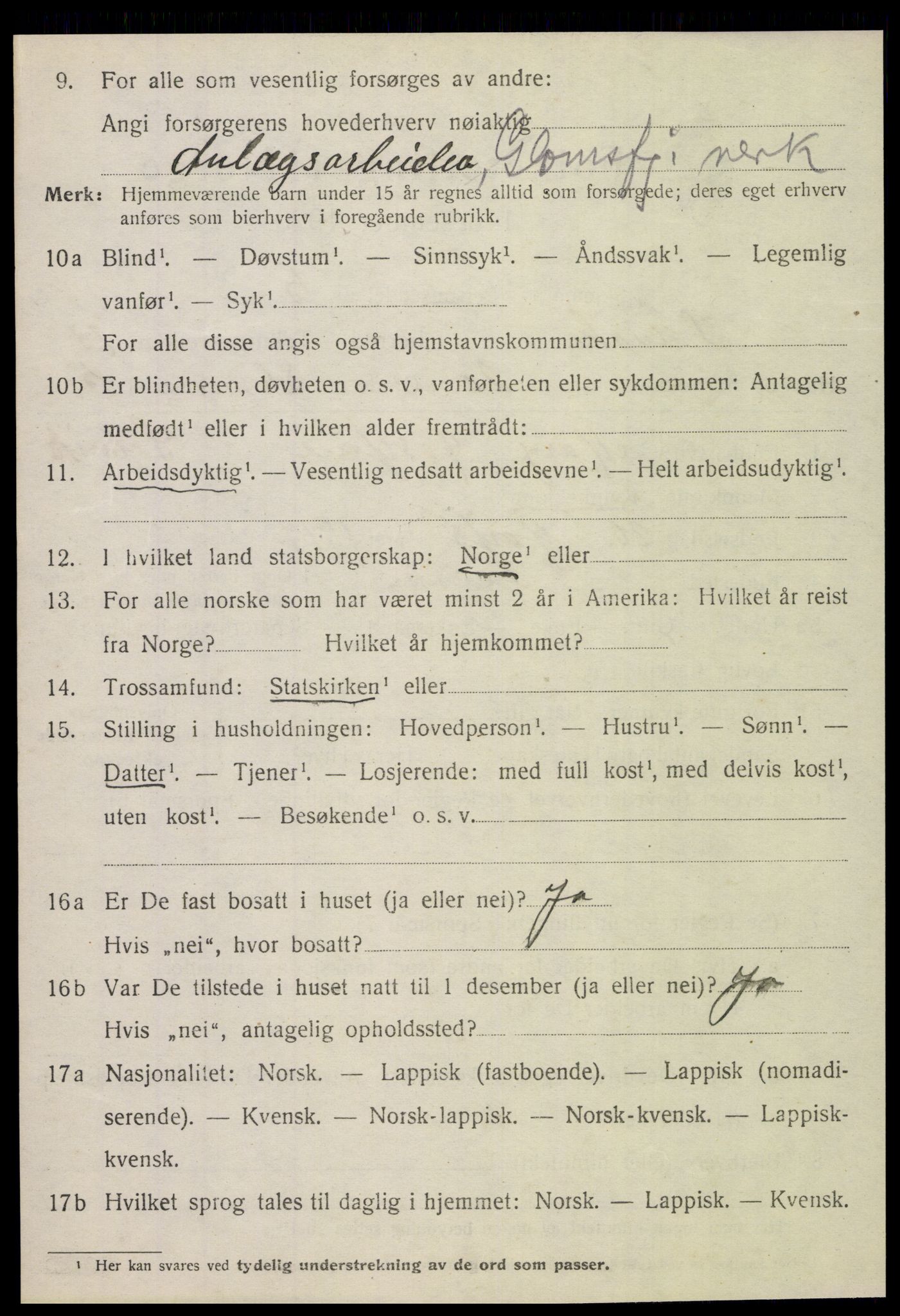 SAT, 1920 census for Fauske, 1920, p. 8669