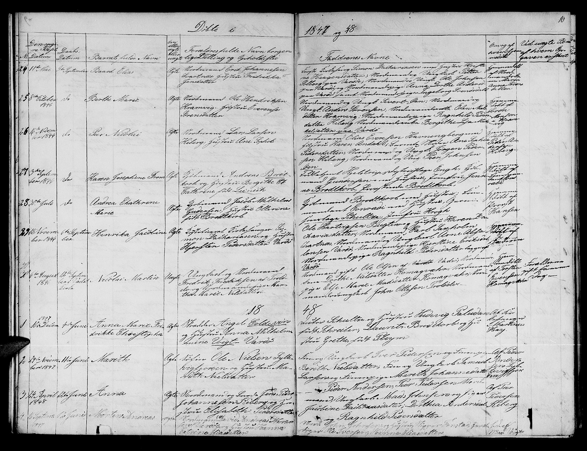 Vardø sokneprestkontor, SATØ/S-1332/H/Hb/L0001klokker: Parish register (copy) no. 1, 1844-1861, p. 10