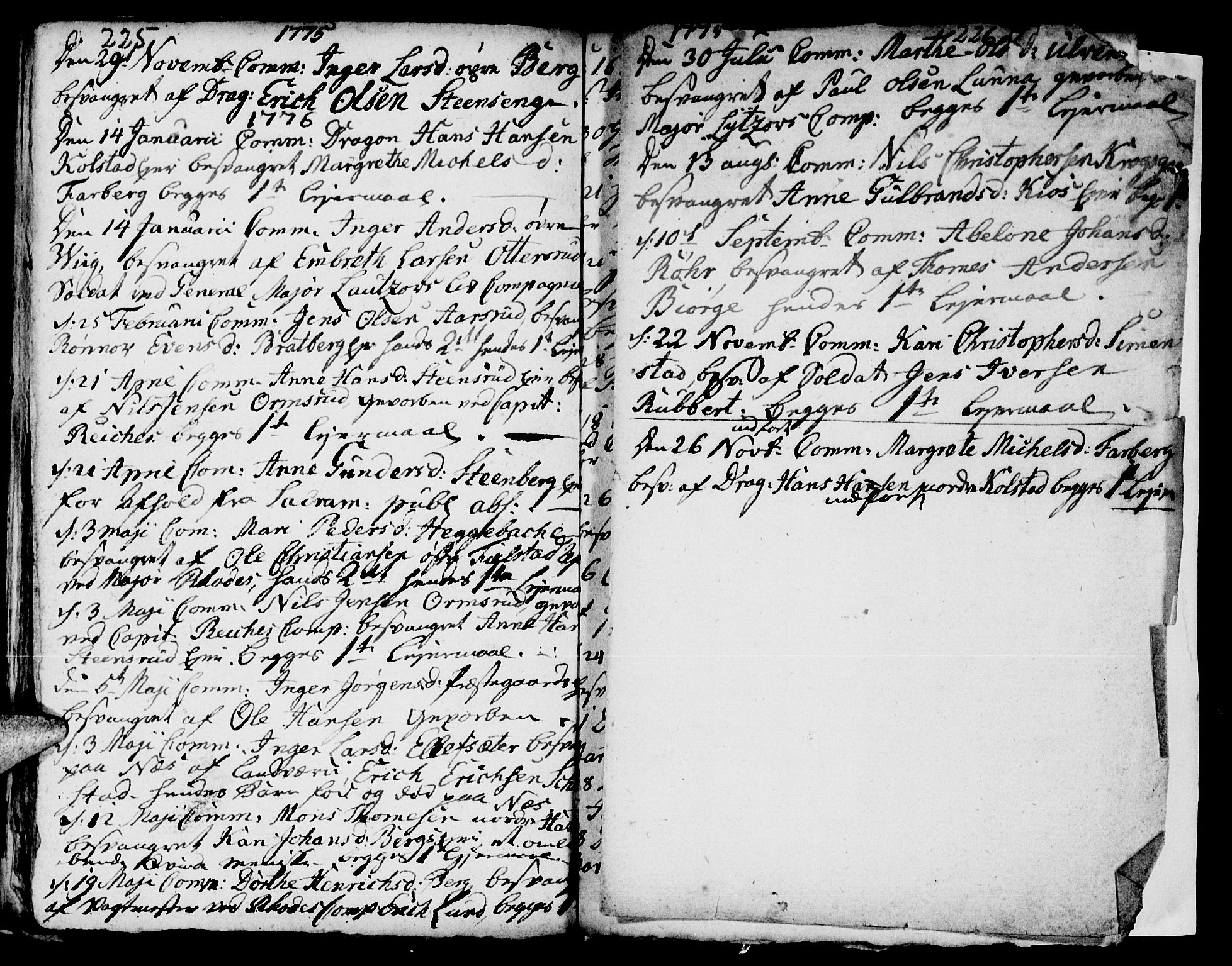 Ringsaker prestekontor, SAH/PREST-014/I/Ia/L0005/0002: Parish register draft no. 1B, 1775-1779, p. 225-226