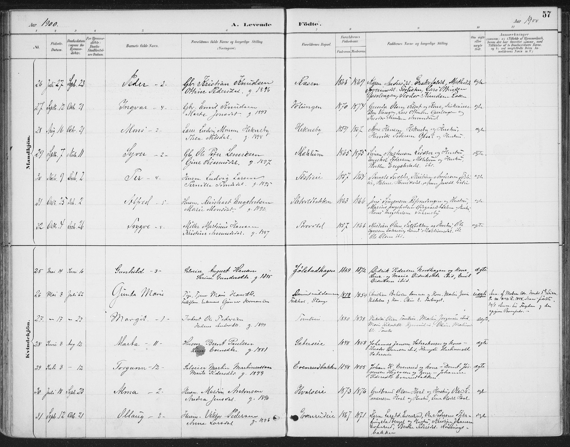 Romedal prestekontor, AV/SAH-PREST-004/K/L0008: Parish register (official) no. 8, 1887-1905, p. 57