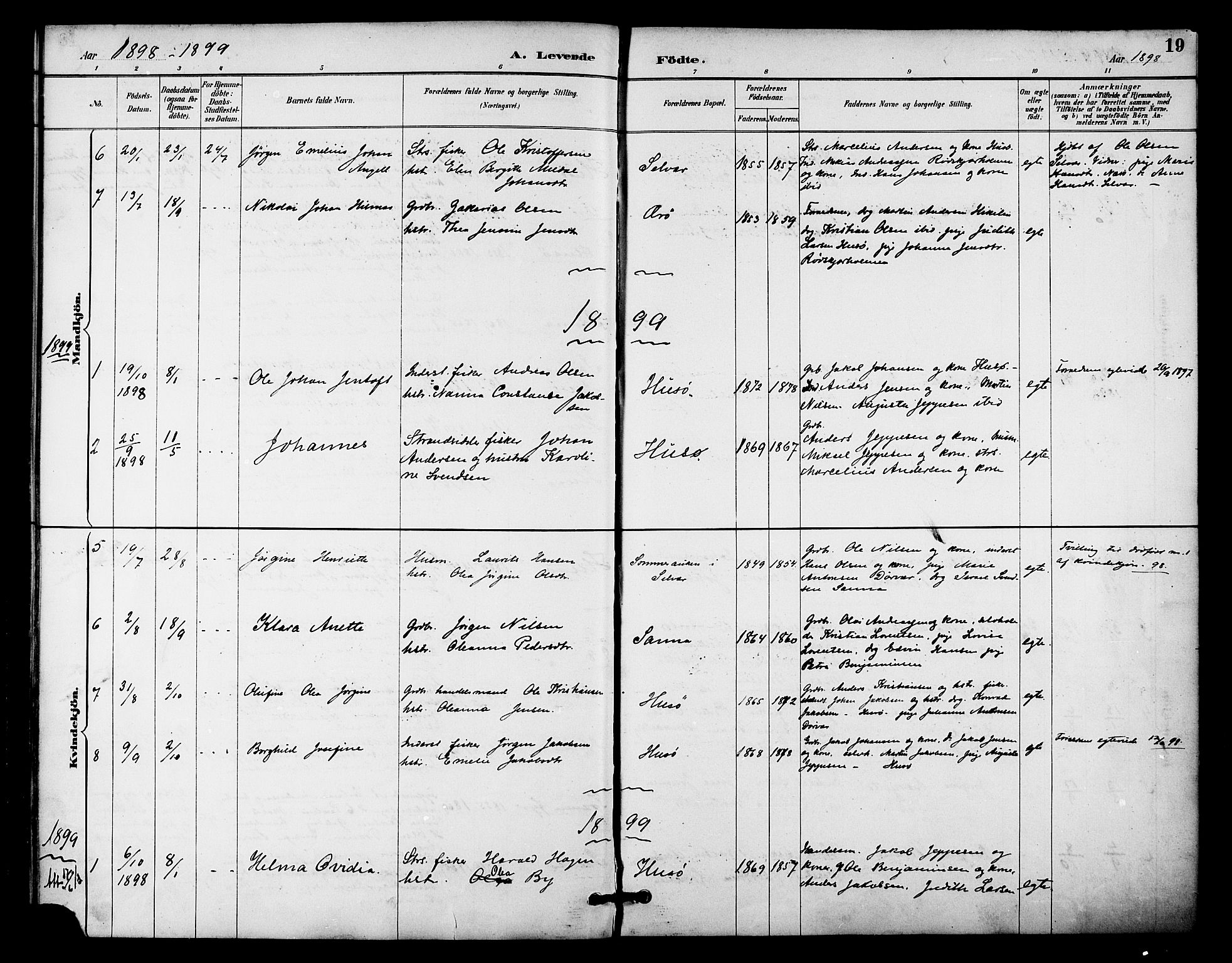 Ministerialprotokoller, klokkerbøker og fødselsregistre - Nordland, SAT/A-1459/840/L0580: Parish register (official) no. 840A02, 1887-1909, p. 19