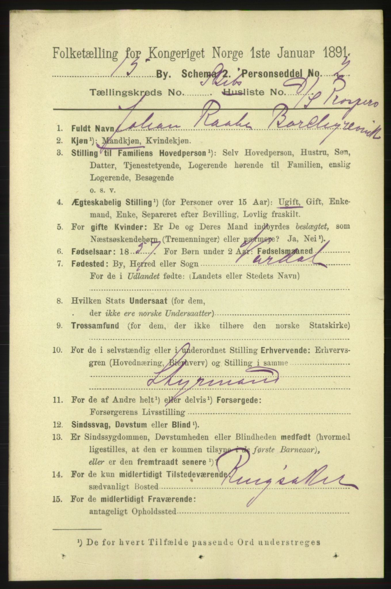 RA, 1891 census for 0602 Drammen, 1891, p. 25608