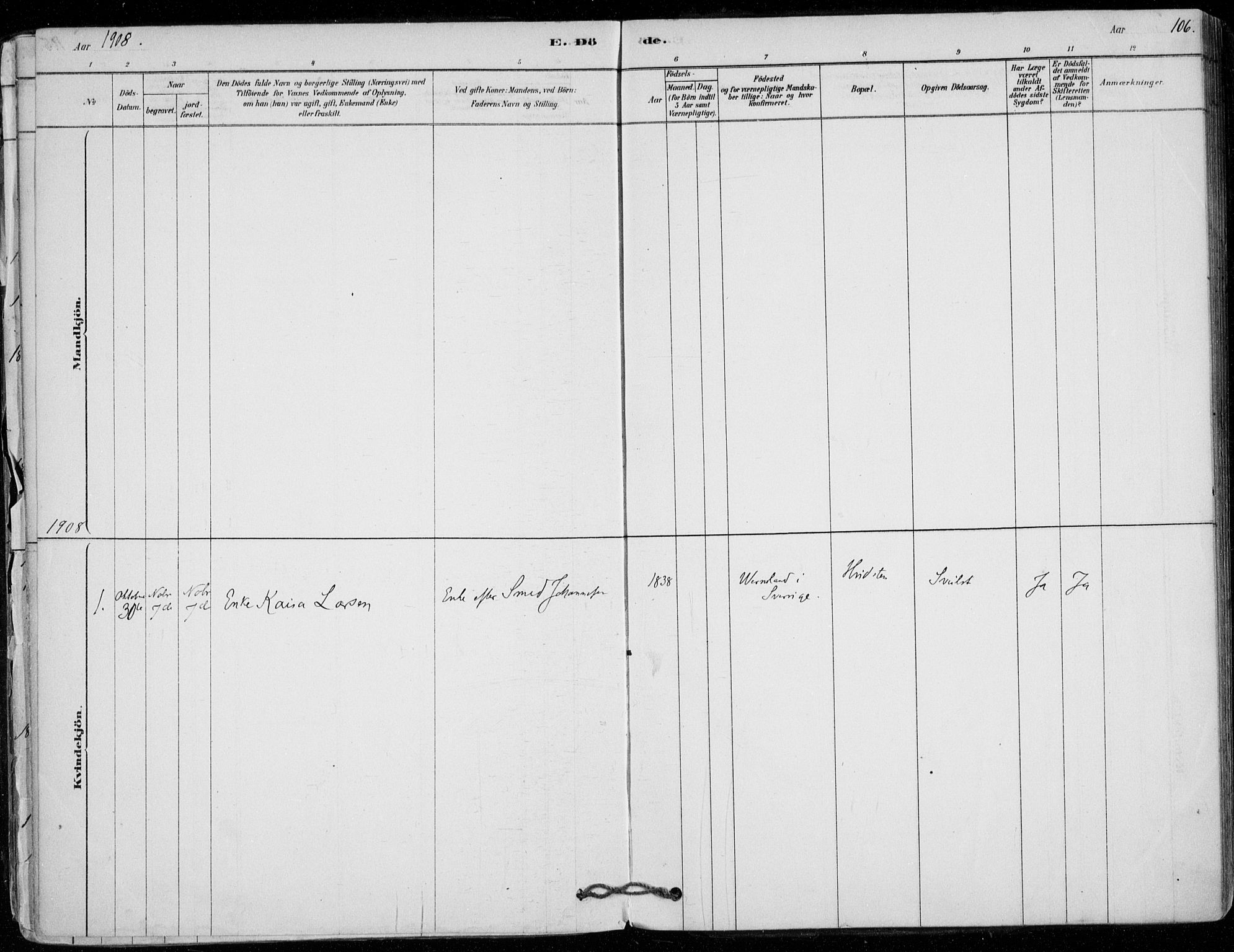 Vestby prestekontor Kirkebøker, SAO/A-10893/F/Fd/L0001: Parish register (official) no. IV 1, 1878-1945, p. 106
