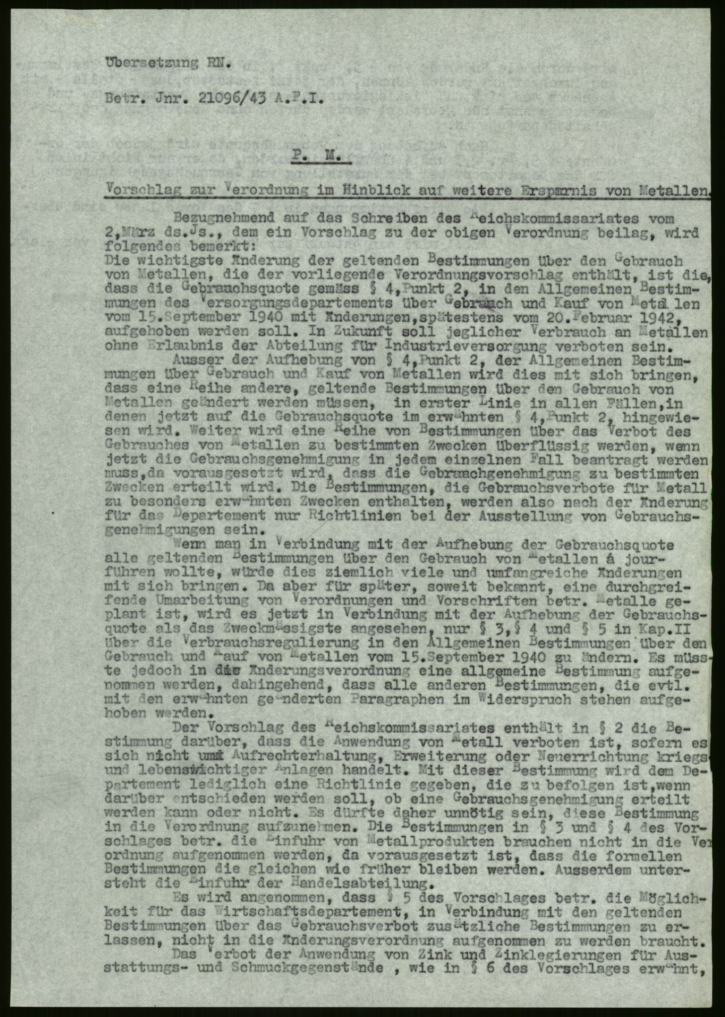 Direktoratet for industriforsyning, Sekretariatet, AV/RA-S-4153/D/Df/L0054: 9. Metallkontoret, 1940-1945, p. 35