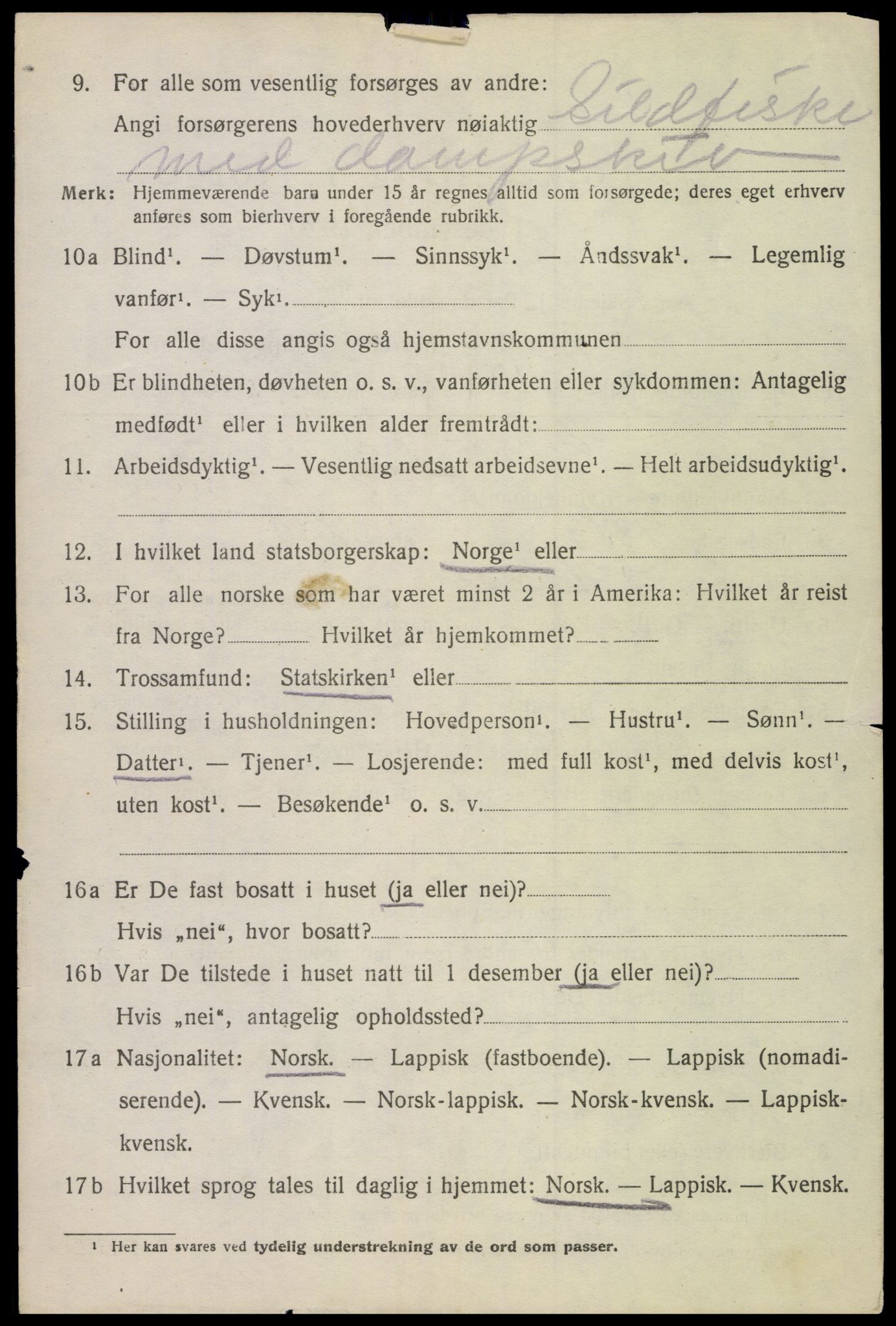 SAT, 1920 census for Hadsel, 1920, p. 19451