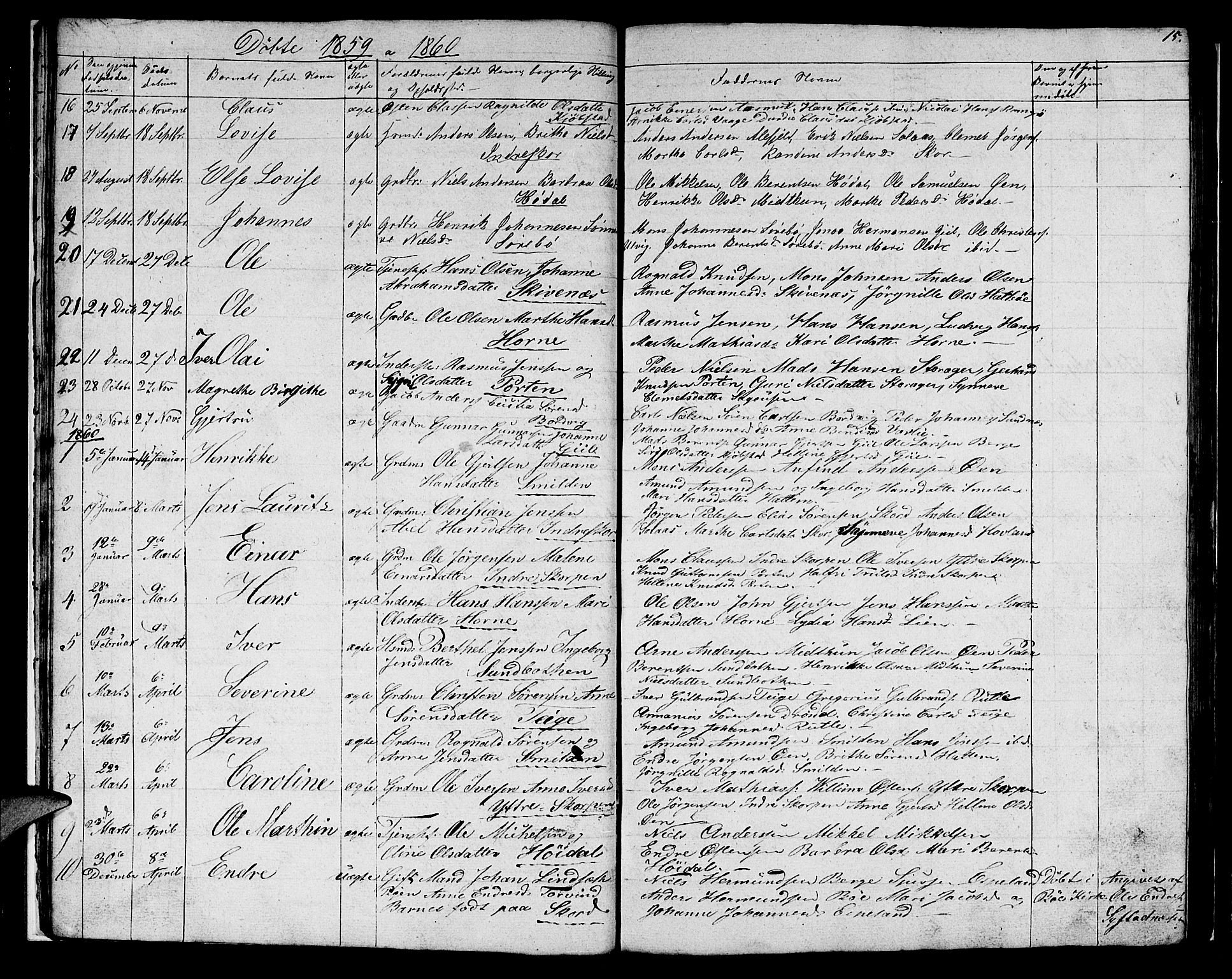 Hyllestad sokneprestembete, SAB/A-80401: Parish register (copy) no. C 1, 1853-1873, p. 15