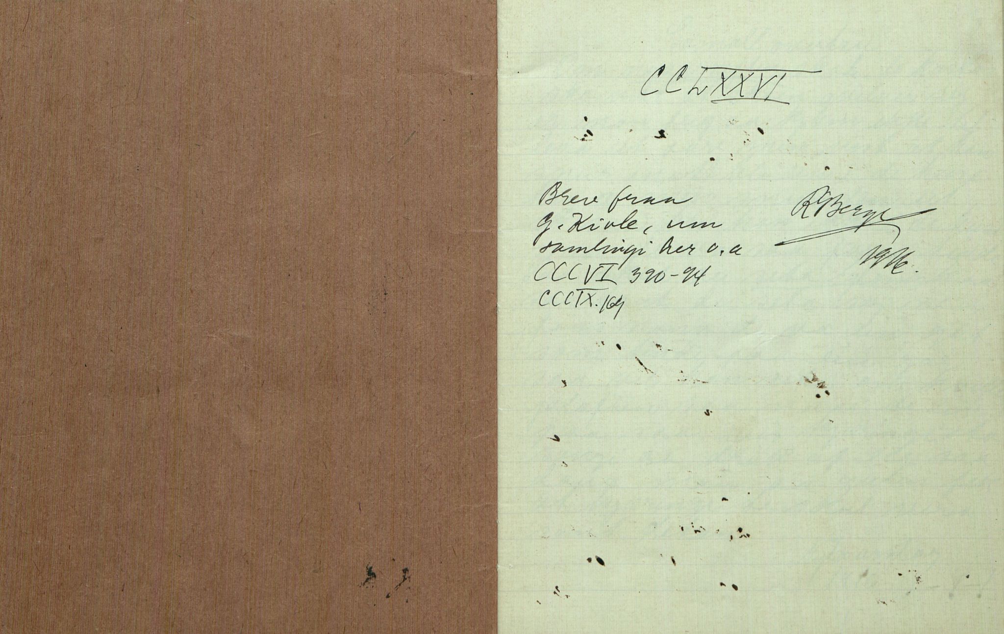 Rikard Berge, TEMU/TGM-A-1003/F/L0007/0026: 251-299 / 276 Uppskriftir av Gunhild Kivle. Viser, stev, segner, 1916, p. 1