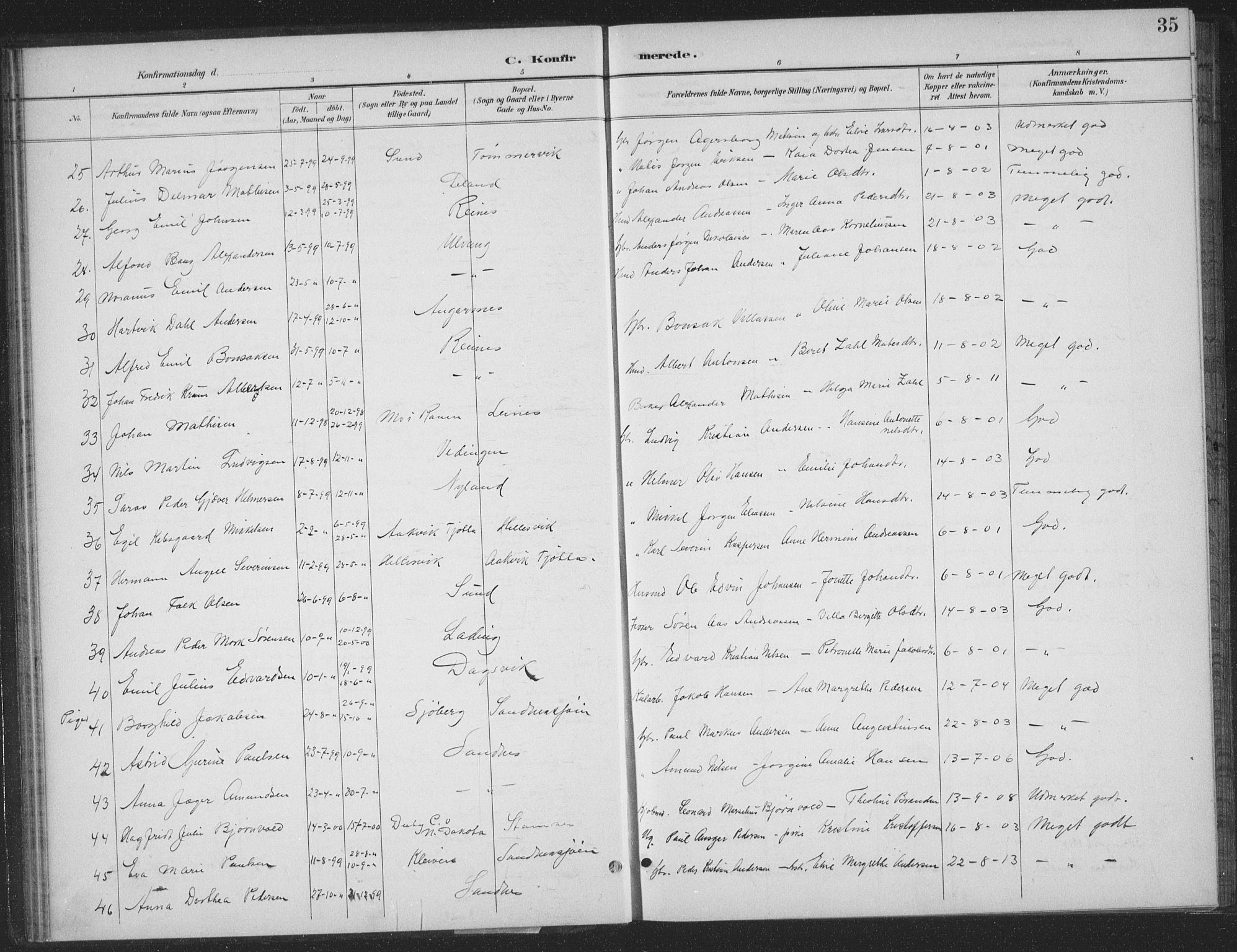 Ministerialprotokoller, klokkerbøker og fødselsregistre - Nordland, AV/SAT-A-1459/831/L0479: Parish register (copy) no. 831C06, 1897-1936, p. 35